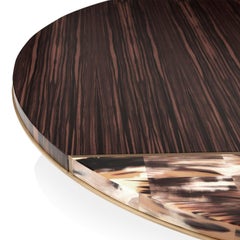 Andria Round Coffee Table in Makassar with Corno Italiano Inlay, Mod. 4415