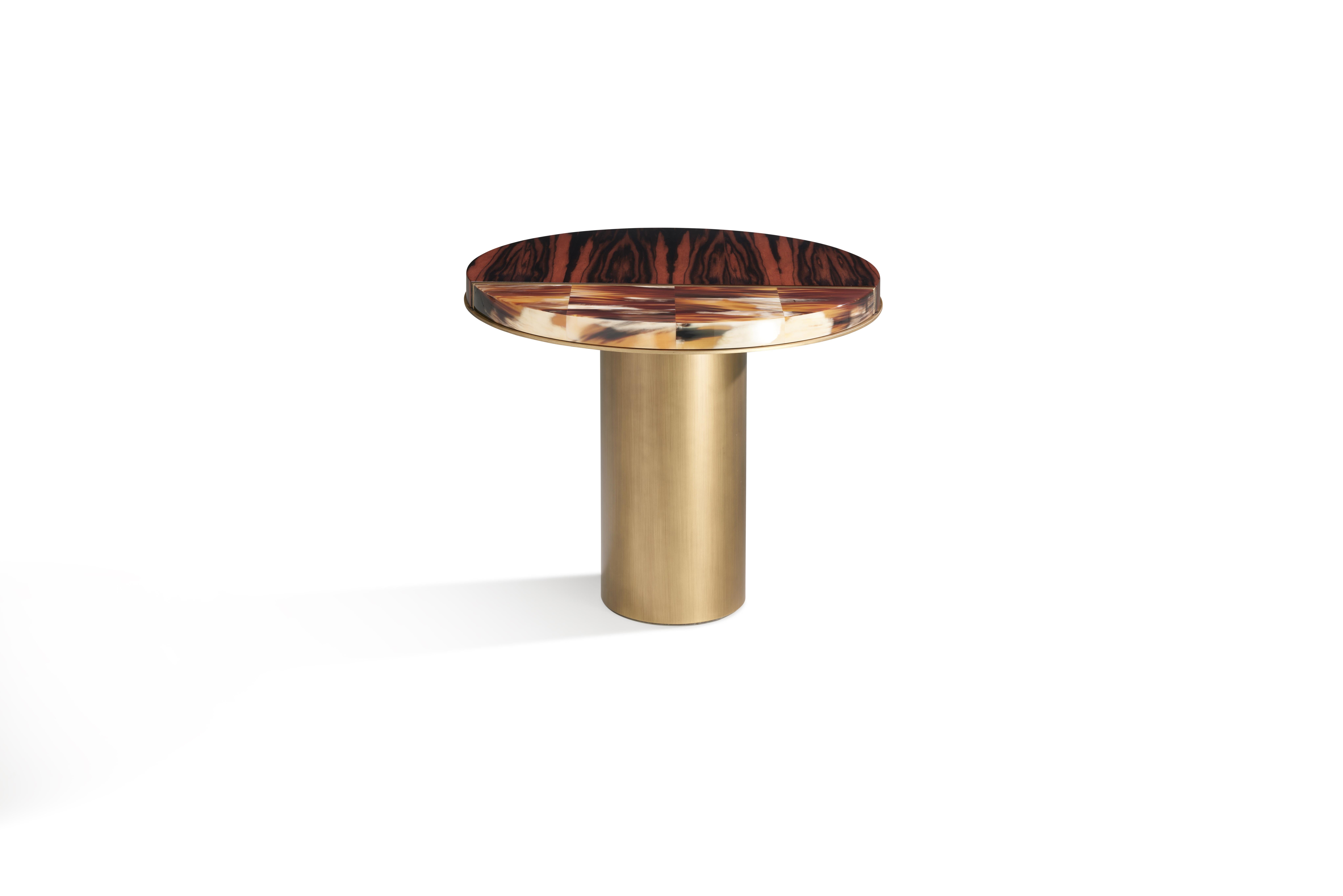 Andria Beistelltisch aus mattem Makassar-Furnier und glänzendem Corno Italiano, Mod. 4413 (Poliert) im Angebot