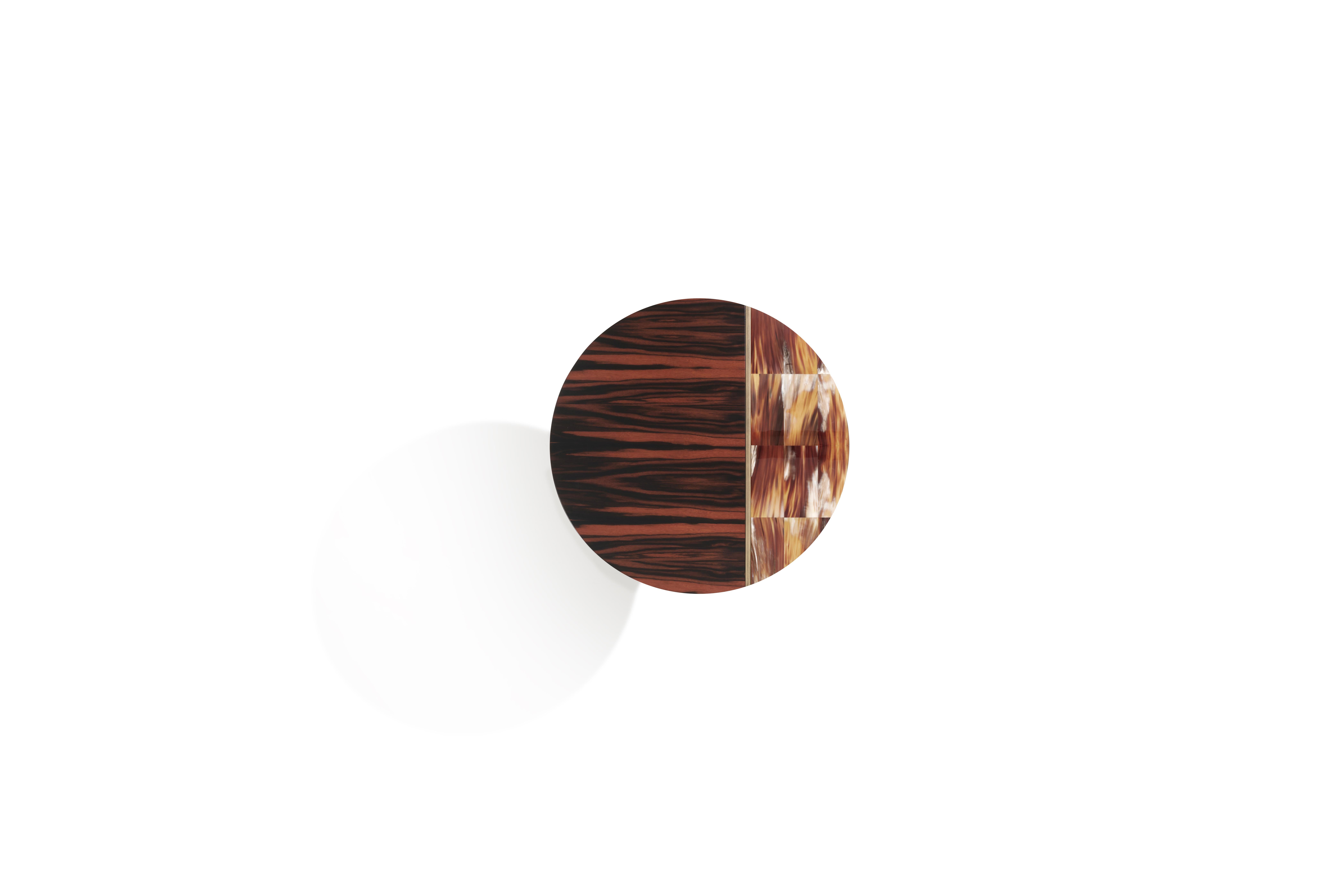 Andria Beistelltisch aus mattem Makassar-Furnier und glänzendem Corno Italiano, Mod. 4413 im Zustand „Neu“ im Angebot in Recanati, Macerata