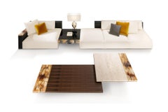 Andria Square Coffee Table in Travertino with Corno Italiano Inlay, Mod. 4566