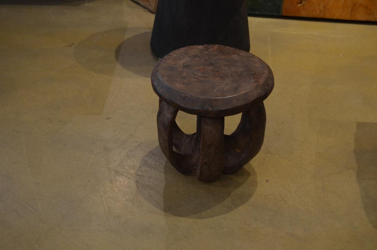 Organic Modern Andrianna Shamaris African Mahogany Wood Side Table or Stool