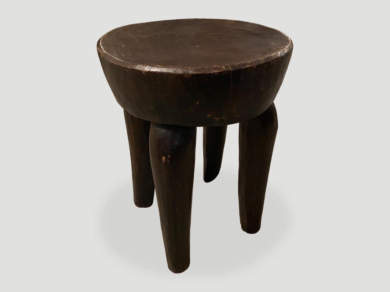 Ivorian Andrianna Shamaris African Mahogany Wood Side Table or Stool
