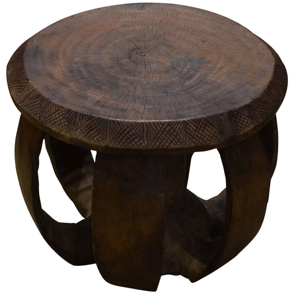 Andrianna Shamaris African Mahogany Wood Side Table or Stool