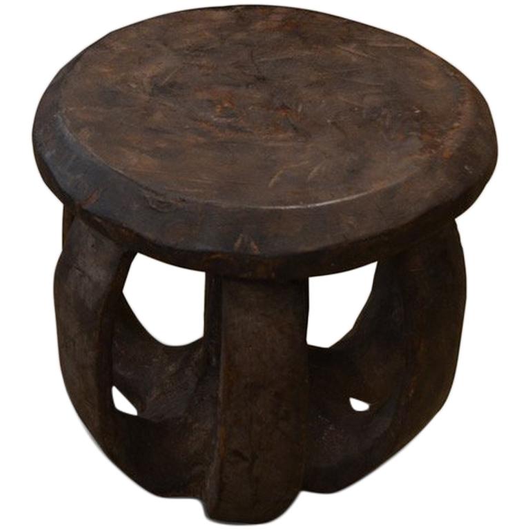 Andrianna Shamaris African Mahogany Wood Side Table or Stool