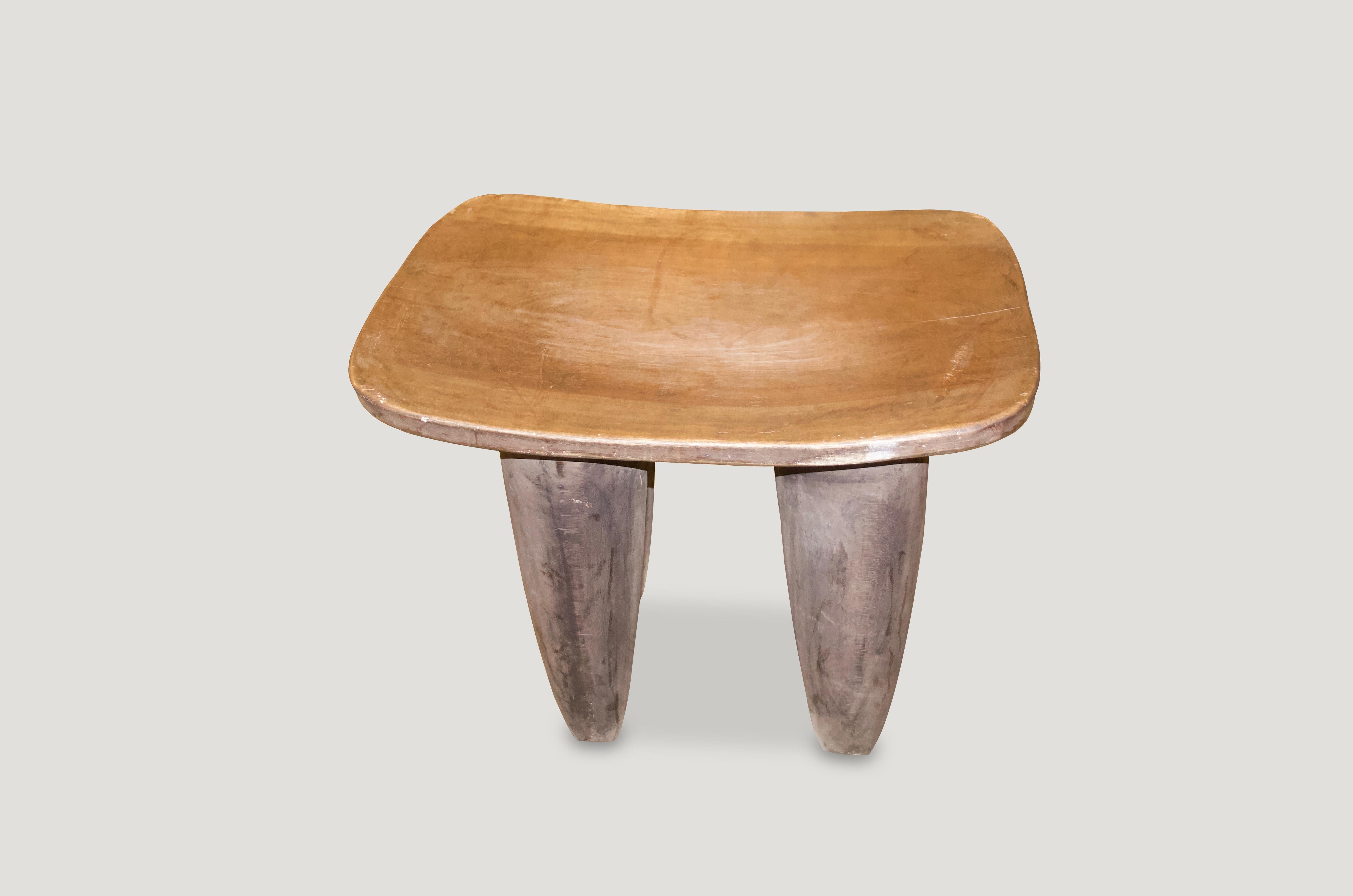 Antique side table or stool carved from a single piece of mahogany wood.

This side table or stool was sourced in the spirit of wabi-sabi, a Japanese philosophy that beauty can be found in imperfection and impermanence. It’s a beauty of things