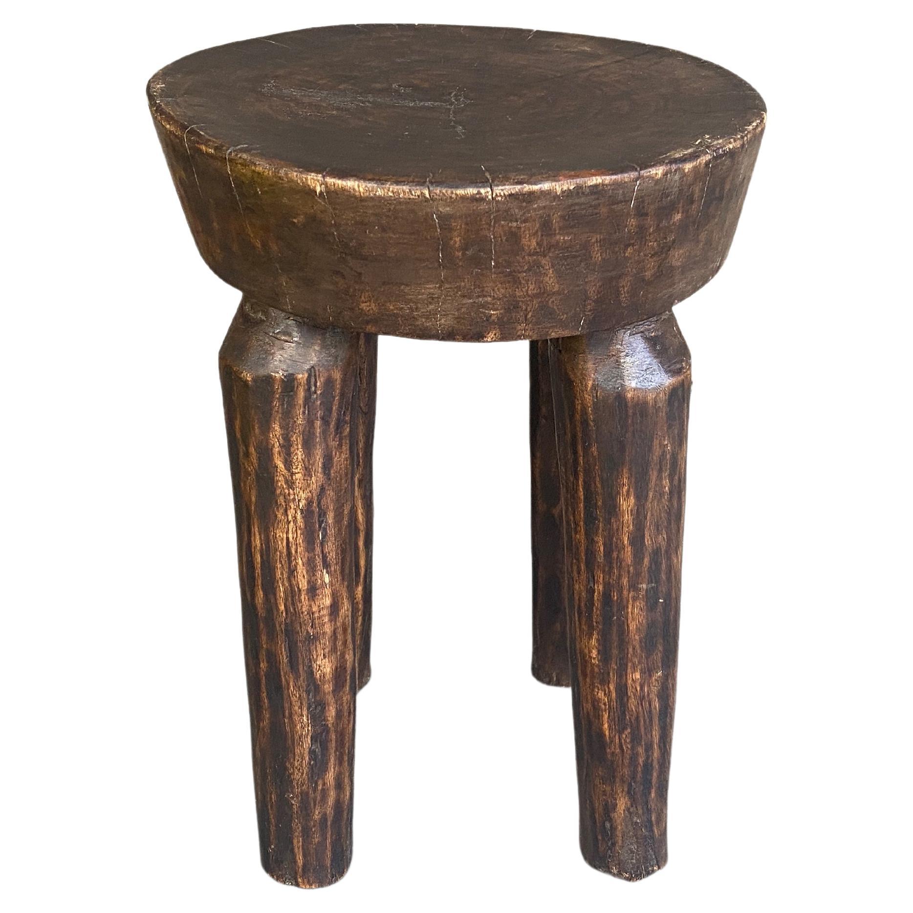 Andrianna Shamaris Antique African Wooden Wabi Sabi Side Table or Stool