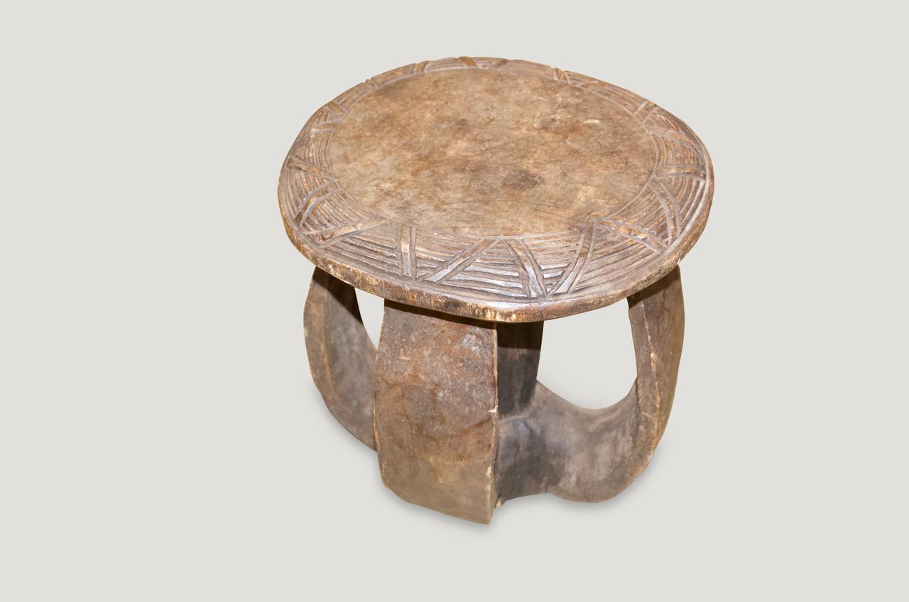Hand carved mahogany wood side table or stool from West Africa.

This side table or stool was sourced in the spirit of wabi-sabi, a Japanese philosophy that beauty can be found in imperfection and impermanence. It’s a beauty of things modest and