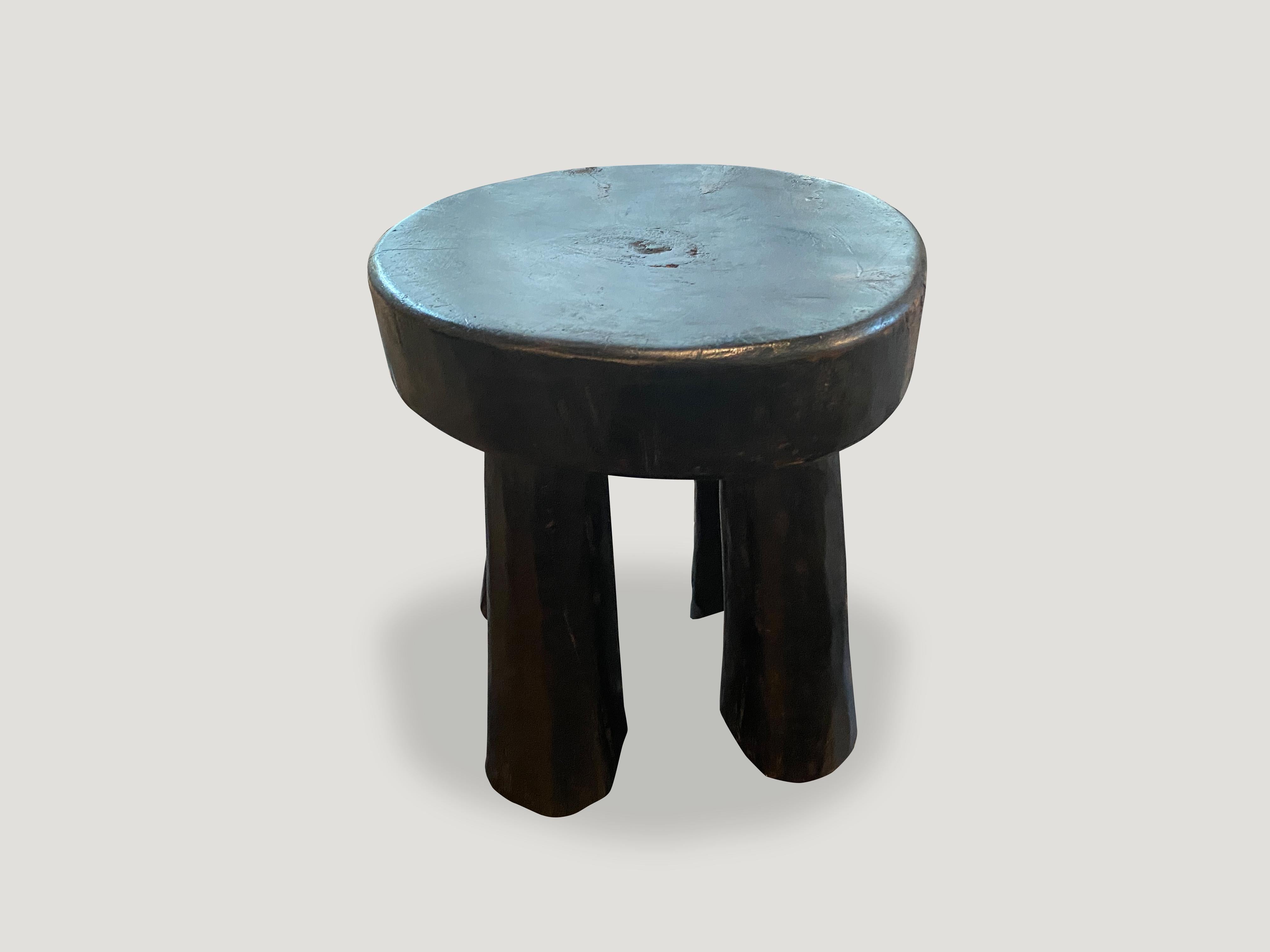 Hand carved African wood side table or stool.

This side table or stool was sourced in the spirit of wabi-sabi, a Japanese philosophy that beauty can be found in imperfection and impermanence. It is a beauty of things modest and humble. A beauty