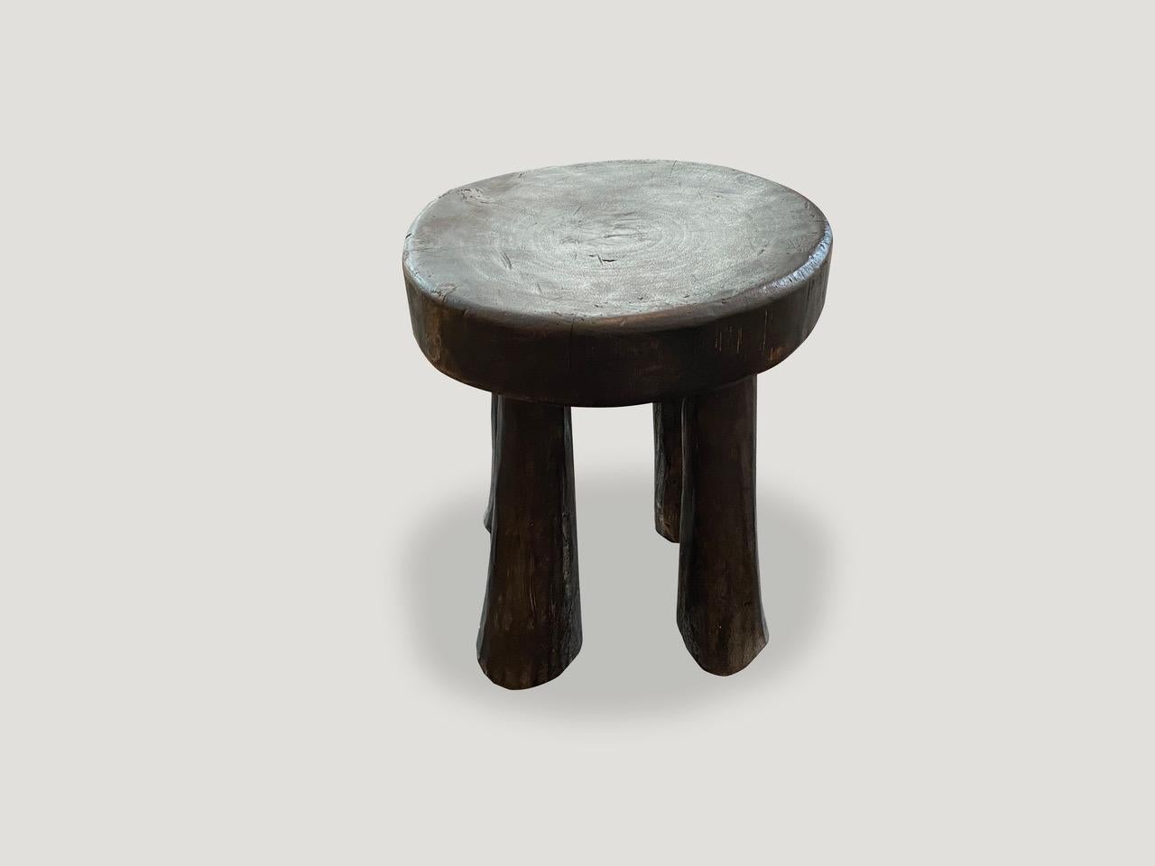 Hand carved African side table or stool.

This side table or stool was sourced in the spirit of wabi-sabi, a Japanese philosophy that beauty can be found in imperfection and impermanence. It is a beauty of things modest and humble. A beauty of
