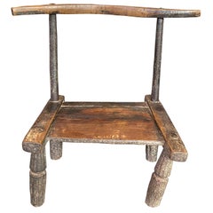Antique Andrianna Shamaris African Wooden Chair or Side Table, Ivory Coast