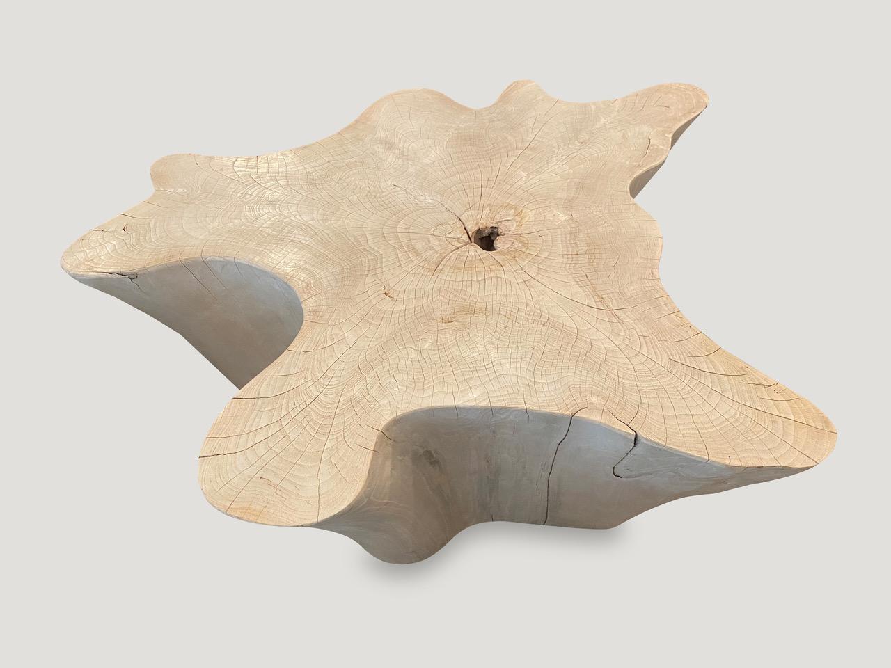 Organic Modern Andrianna Shamaris Amorphous Bleached Modular Teak Wood Coffee Table For Sale