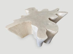 Andrianna Shamaris Amorphous Bleached Teak Wood Coffee Table