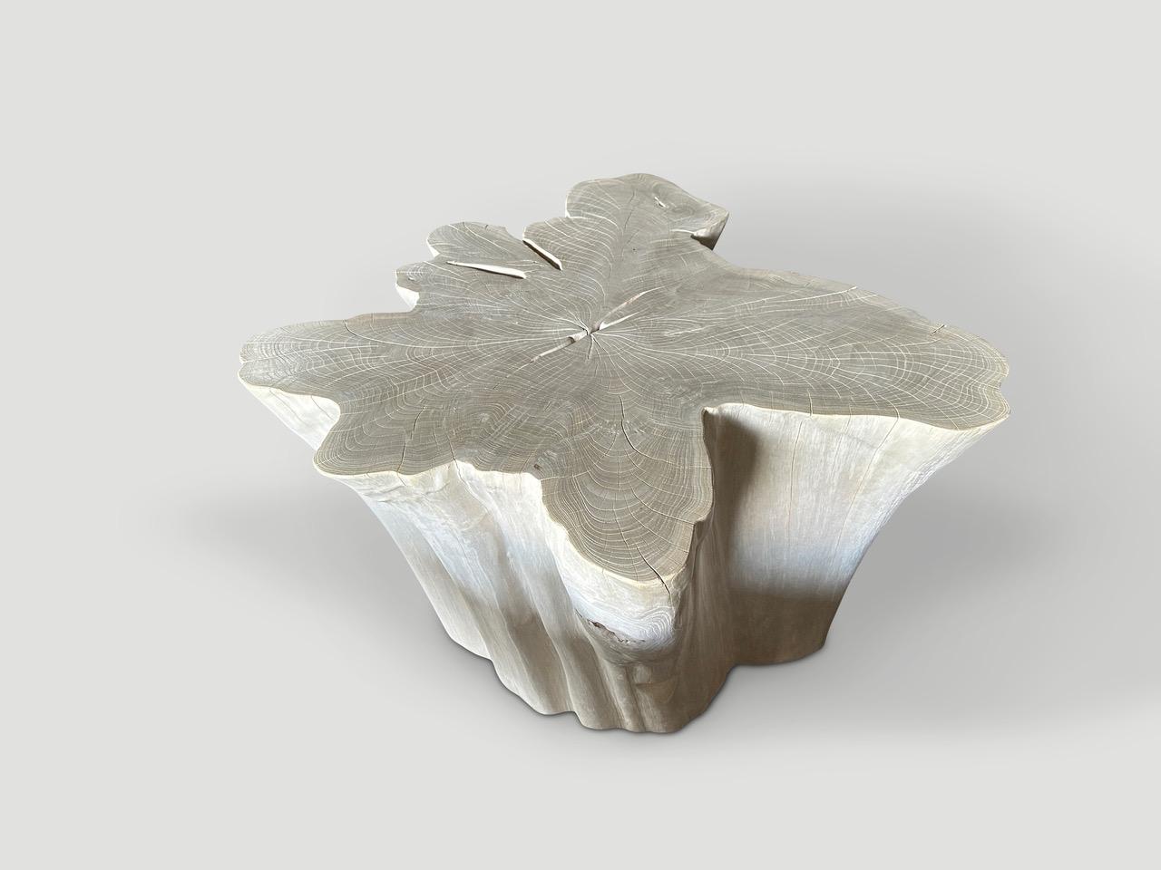 Andrianna Shamaris Mesa baja de madera de teca blanqueada amorfa Moderno orgánico