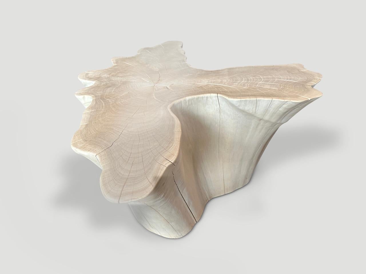 Organique Table basse Andrianna Shamaris Amorphous en bois de teck blanchi en vente