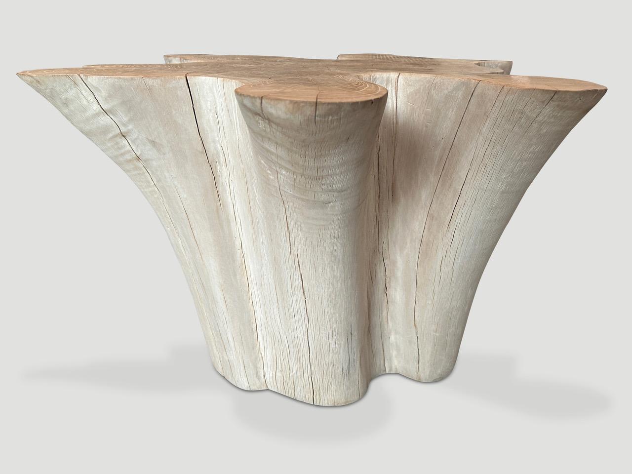Andrianna Shamaris Amorphous Bleached Teak Wood Table In Excellent Condition For Sale In New York, NY