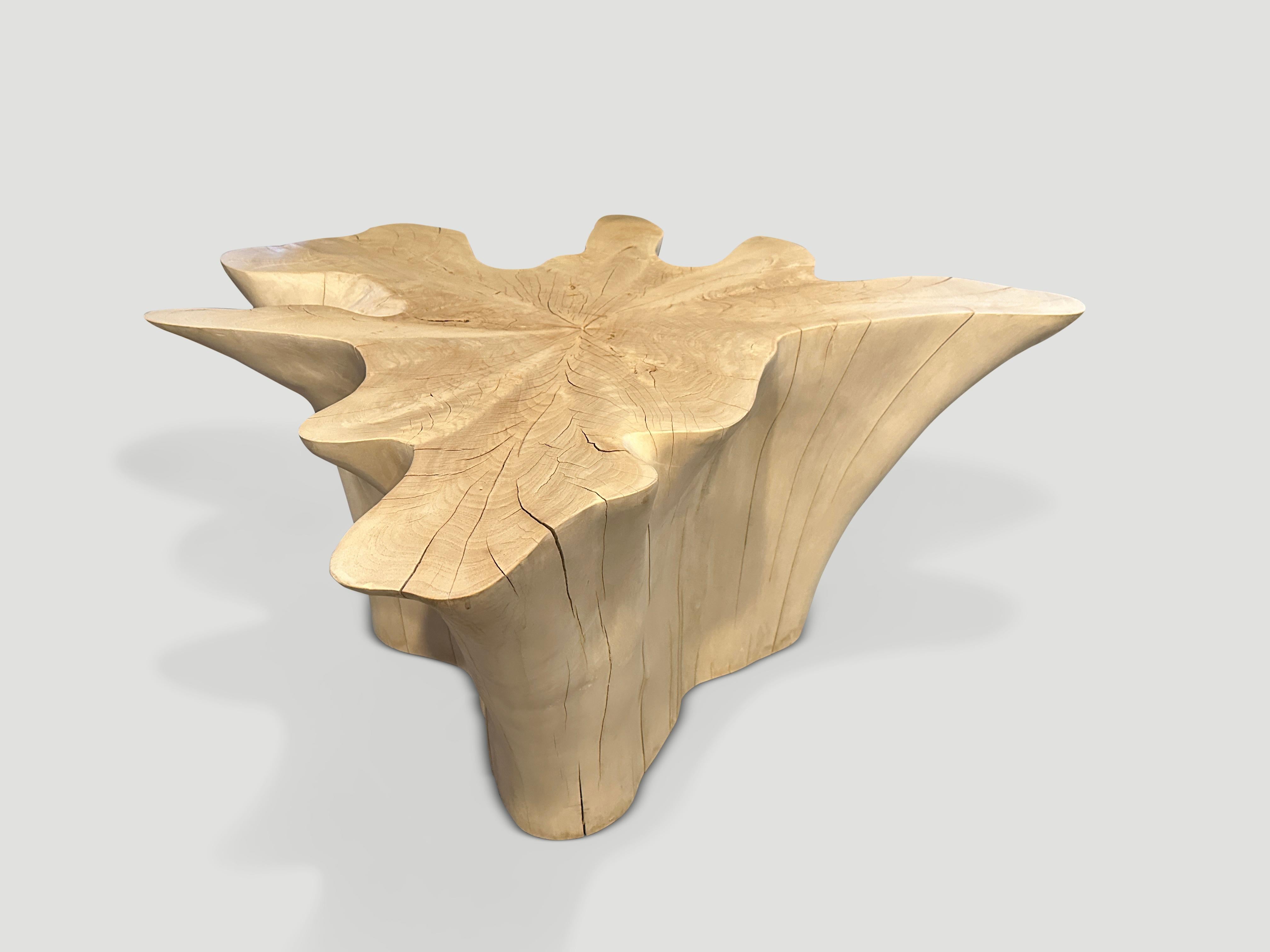Andrianna Shamaris Amorphous Bleached Teak Wood Coffee Table  In Excellent Condition For Sale In New York, NY