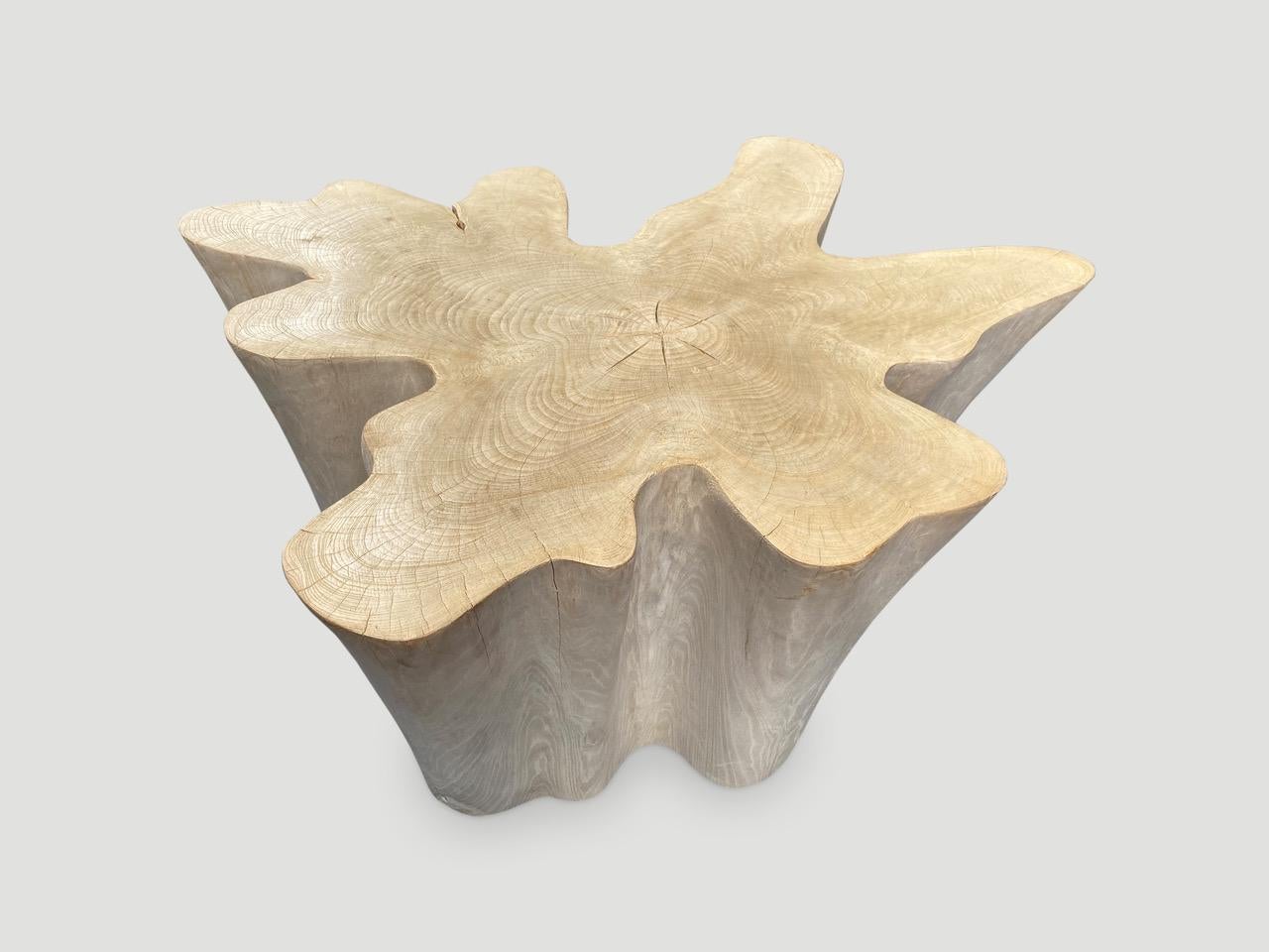 Contemporary Andrianna Shamaris Amorphous Bleached Teak Wood Coffee Table For Sale