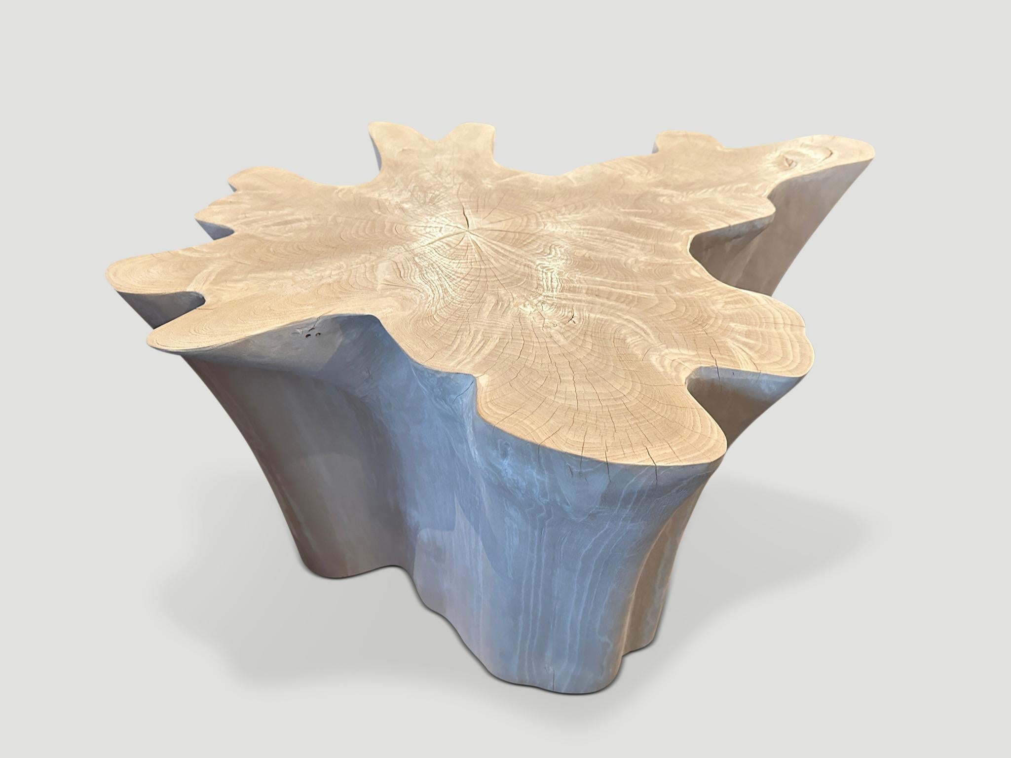 Contemporary Andrianna Shamaris Amorphous Bleached Teak Wood Coffee Table For Sale