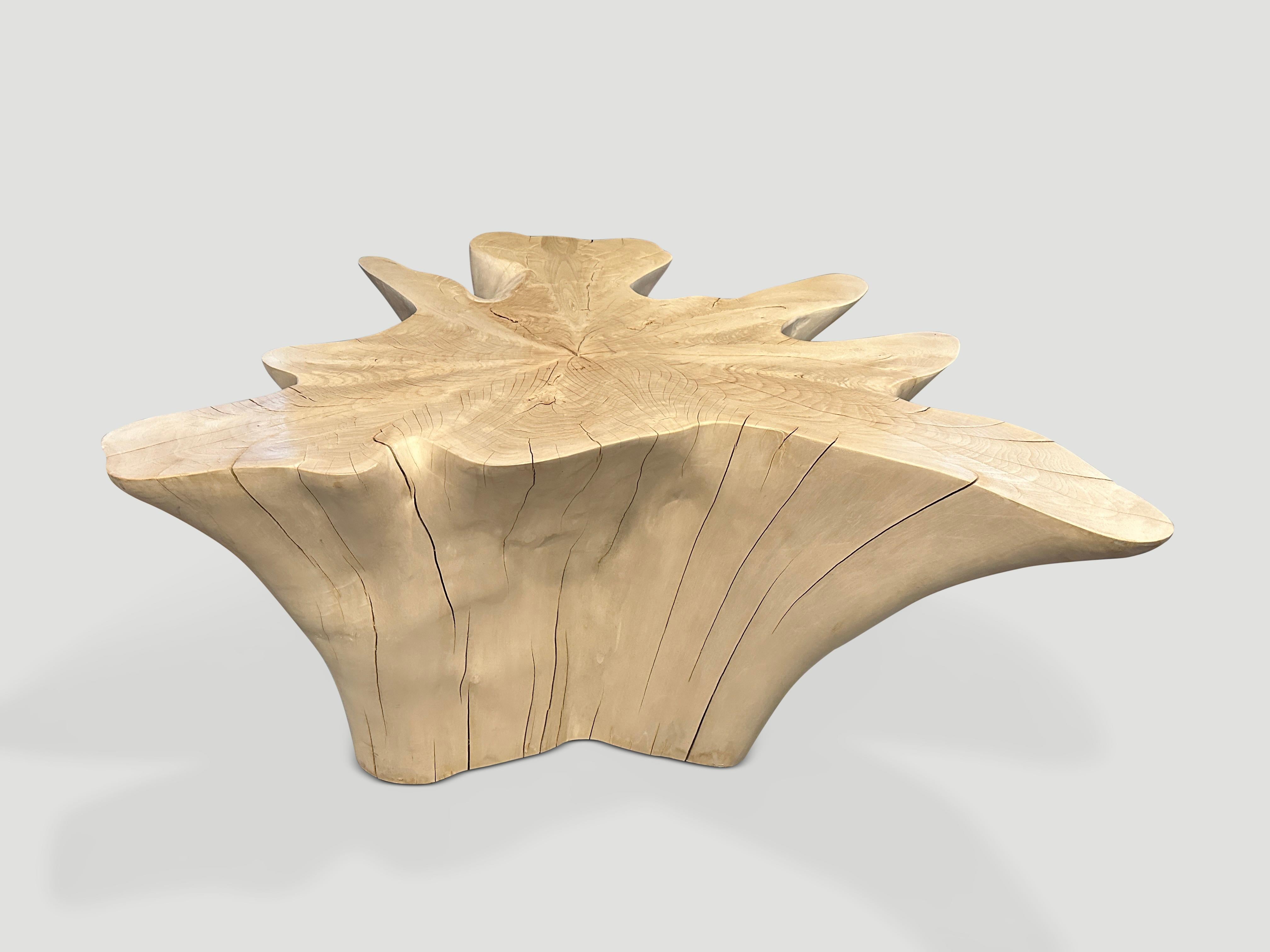 Contemporary Andrianna Shamaris Amorphous Bleached Teak Wood Coffee Table  For Sale