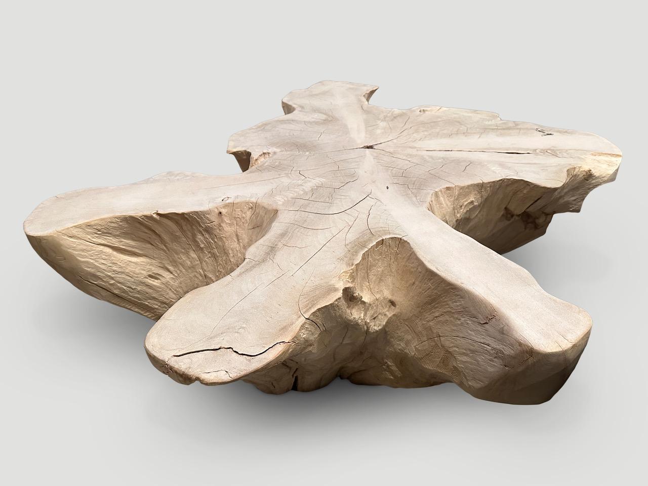 XXIe siècle et contemporain Table basse Andrianna Shamaris Amorphous en bois de teck blanchi en vente