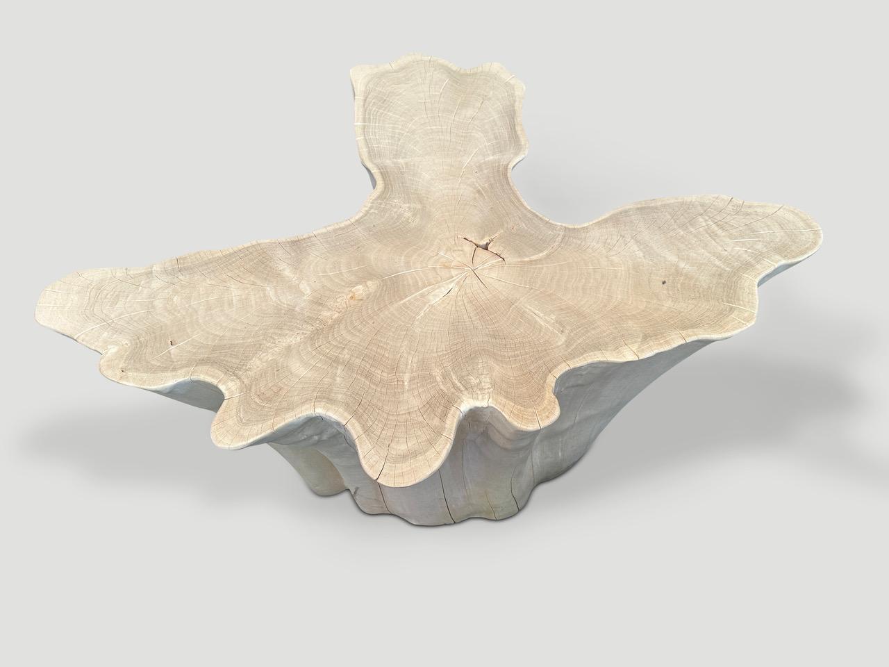 XXIe siècle et contemporain Table basse Andrianna Shamaris Amorphous en bois de teck blanchi en vente