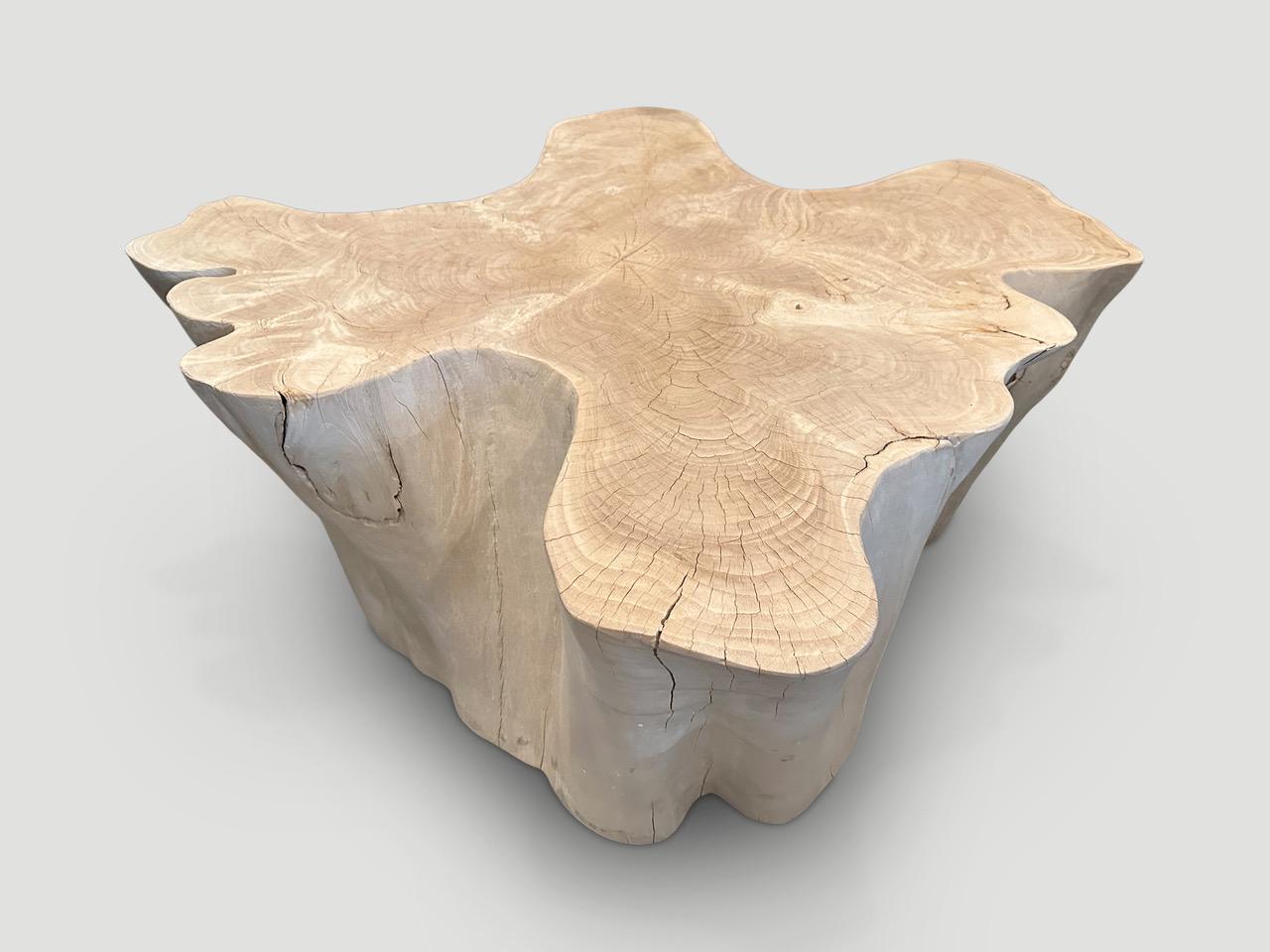 Contemporary Andrianna Shamaris Amorphous Bleached Teak Wood Coffee Table For Sale