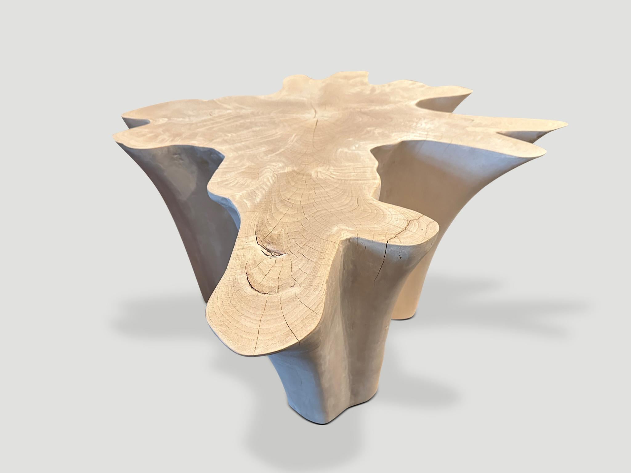 Andrianna Shamaris Amorphous Bleached Teak Wood Coffee Table For Sale 1