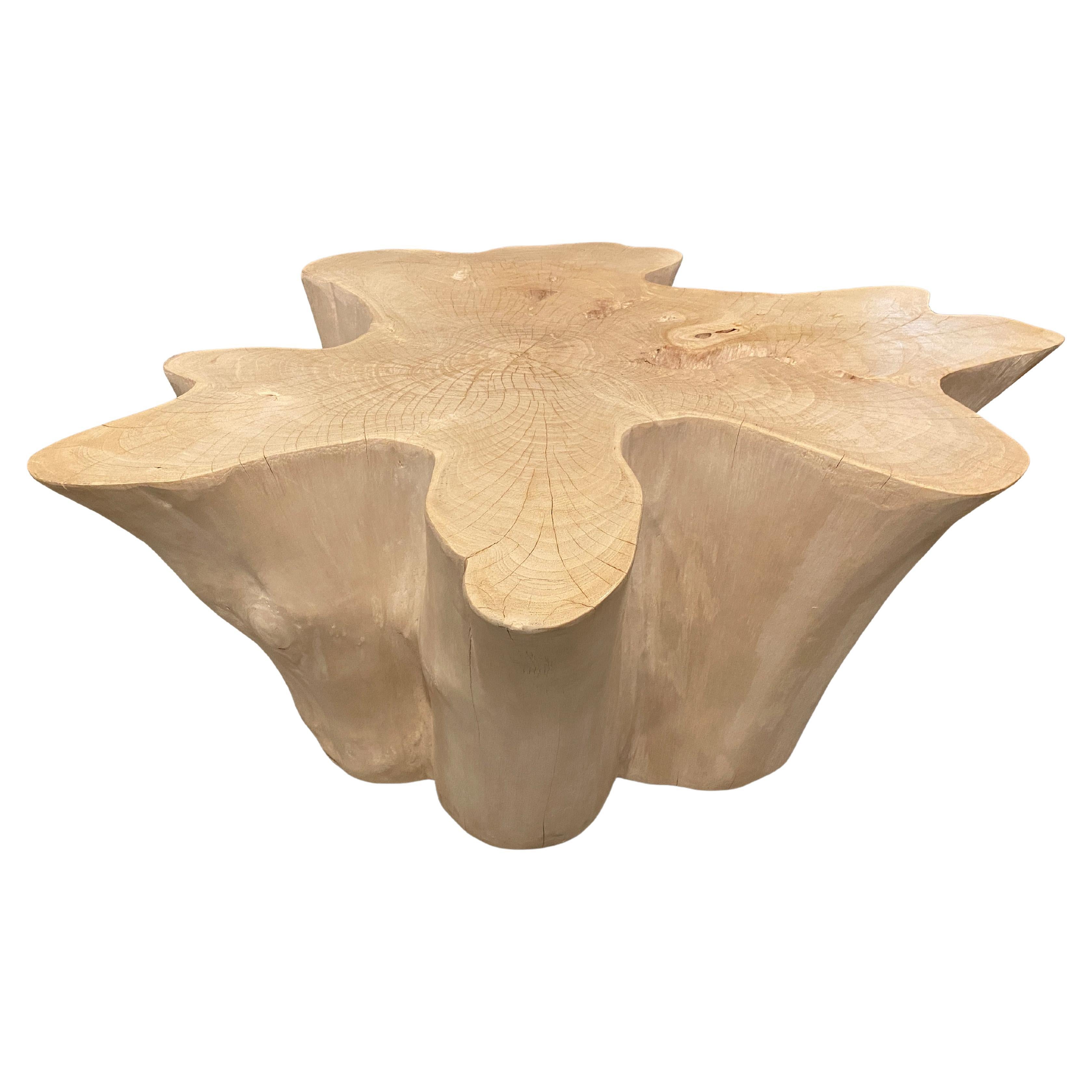 Andrianna Shamaris Amorphous Bleached Teak Wood Coffee Table For Sale