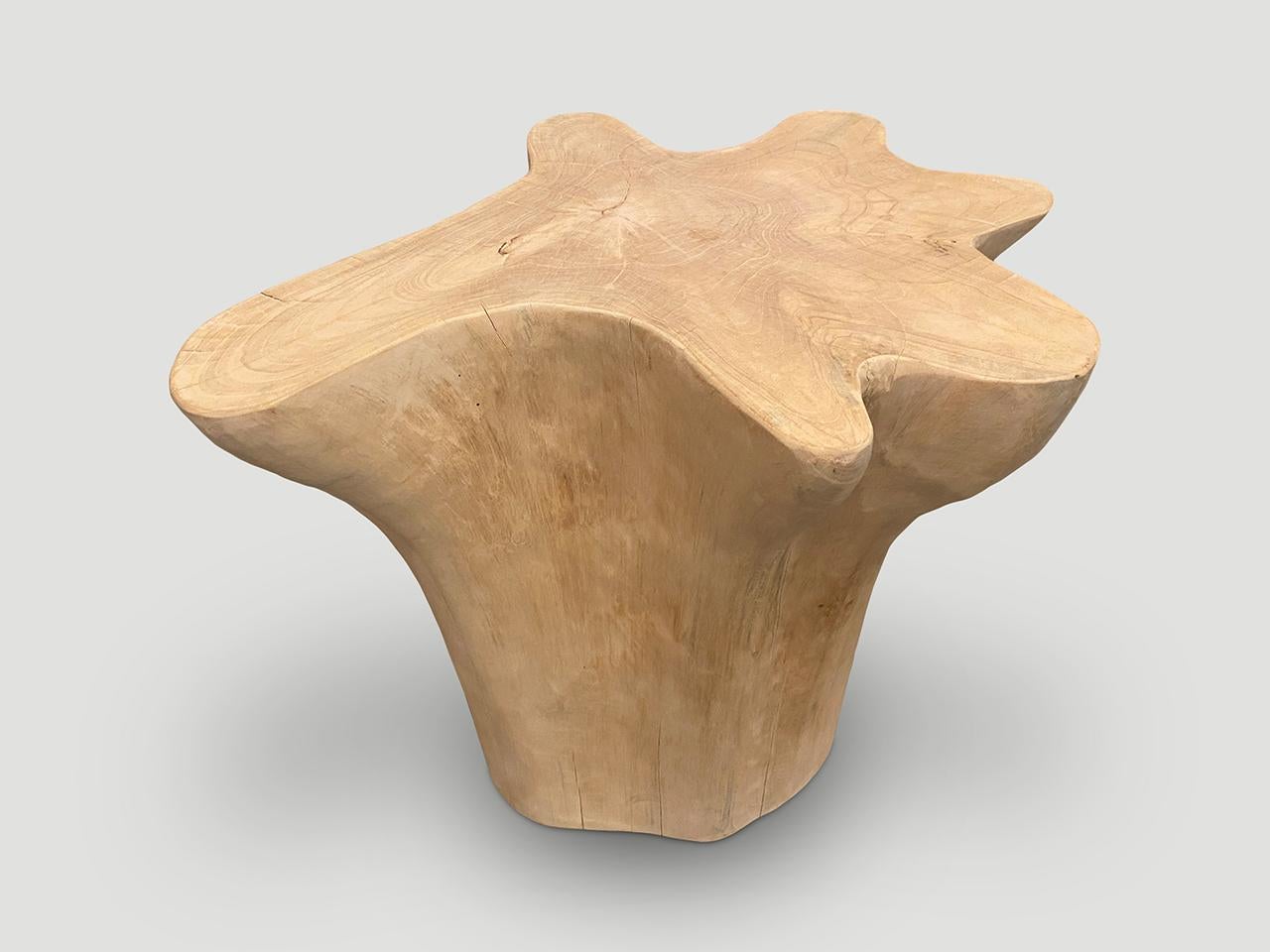 Andrianna Shamaris Amorphous Bleached Teak Wood Side Table or Pedestal In Excellent Condition In New York, NY
