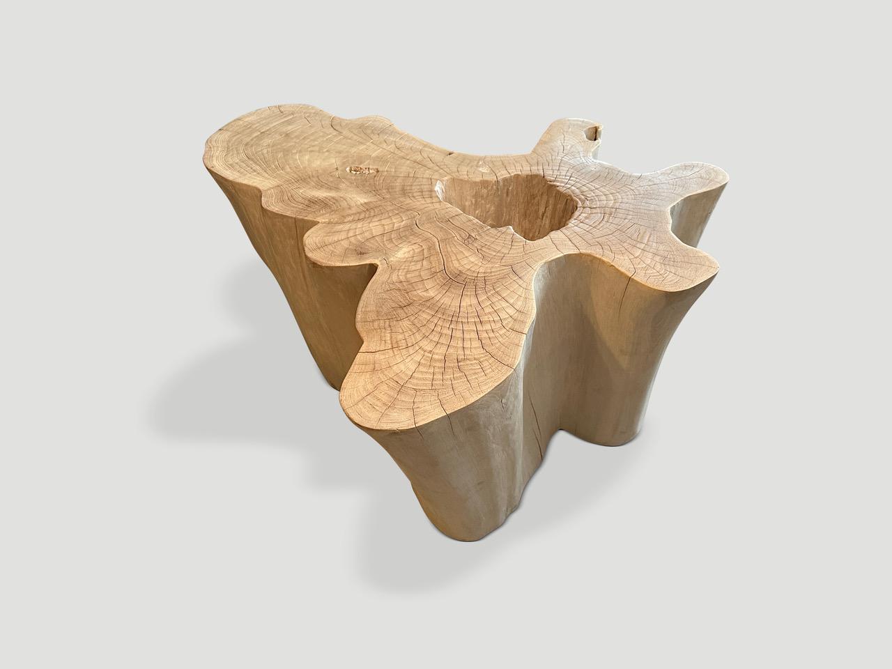 Organic Modern Andrianna Shamaris Amorphous Bleached Teak Wood Table For Sale