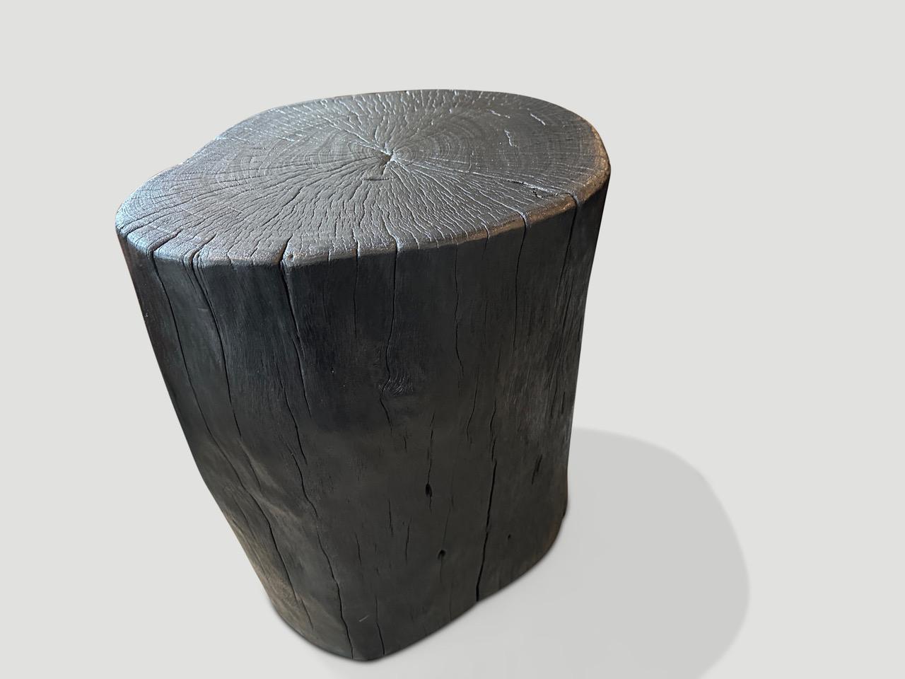 Organic Modern Andrianna Shamaris Amorphous Charred Lychee Wood Side Table For Sale