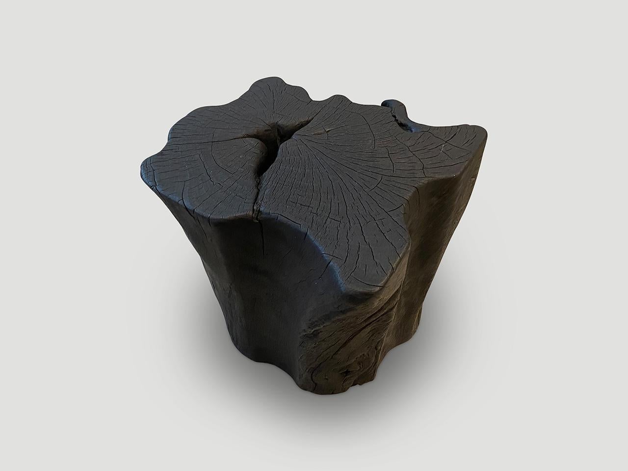 Andrianna Shamaris Amorphous Charred Lychee Wood Side Table In Excellent Condition For Sale In New York, NY