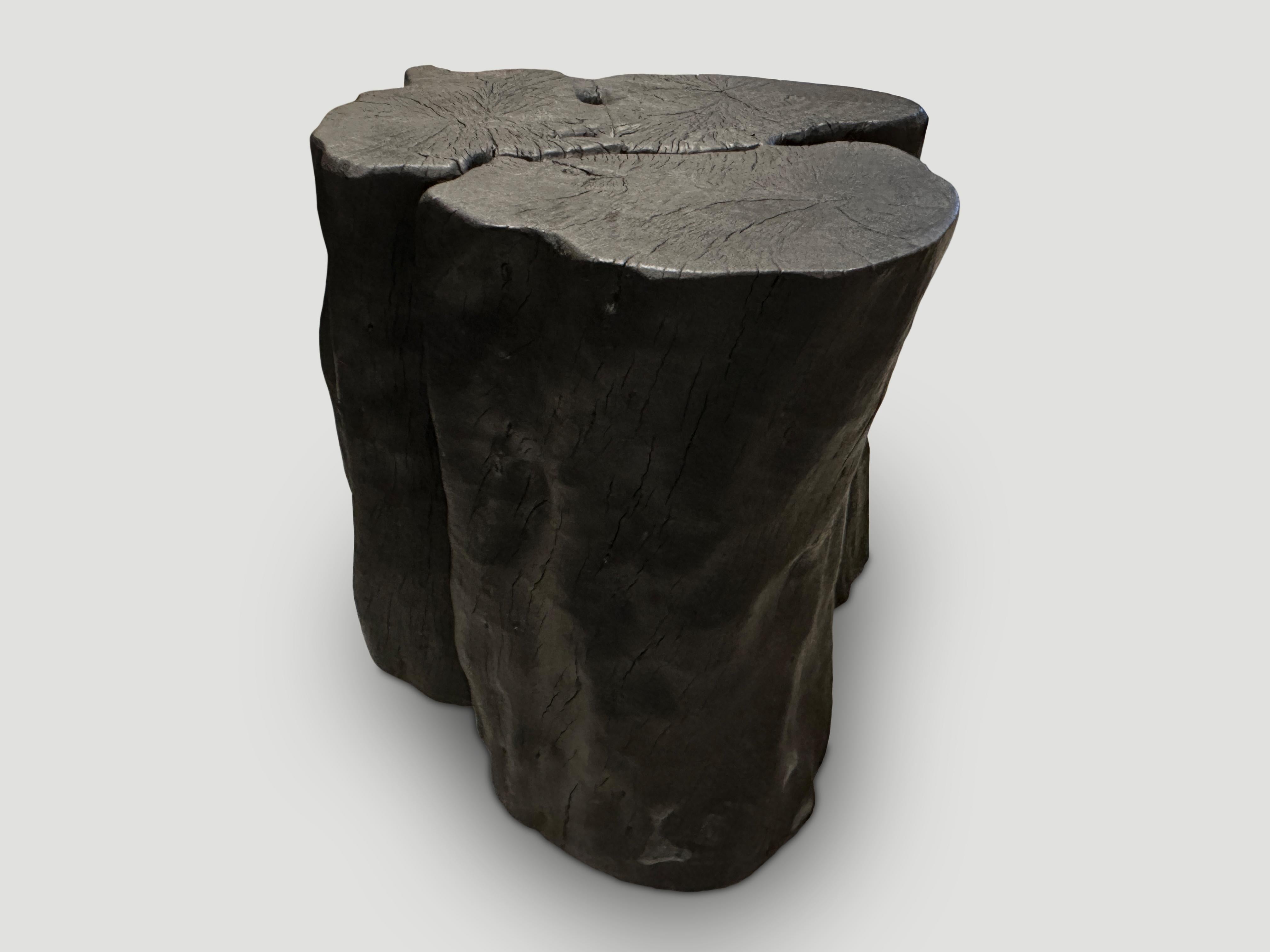 Andrianna Shamaris Amorphous Charred Lychee Wood Side Table In Excellent Condition For Sale In New York, NY