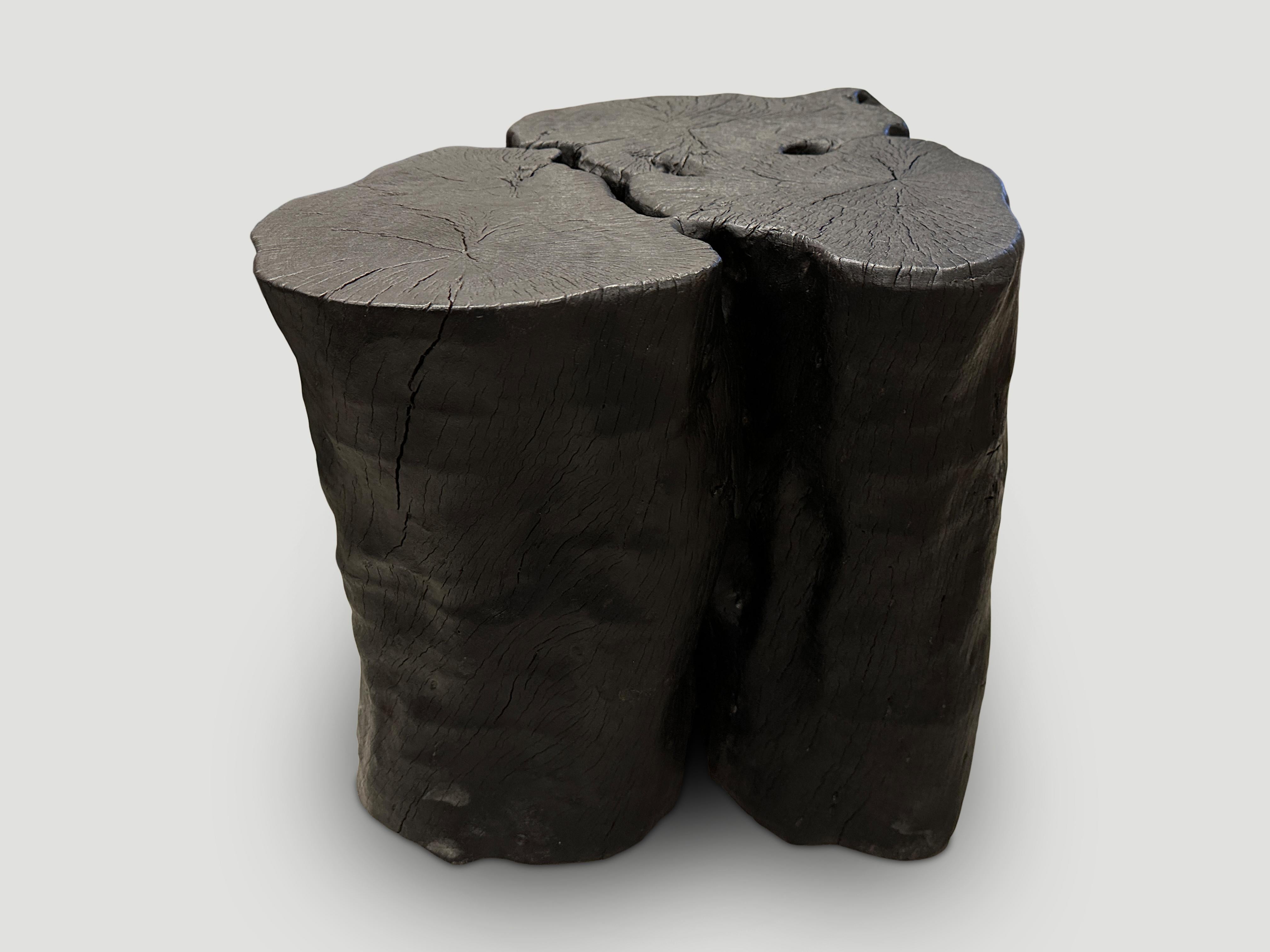 Contemporary Andrianna Shamaris Amorphous Charred Lychee Wood Side Table For Sale