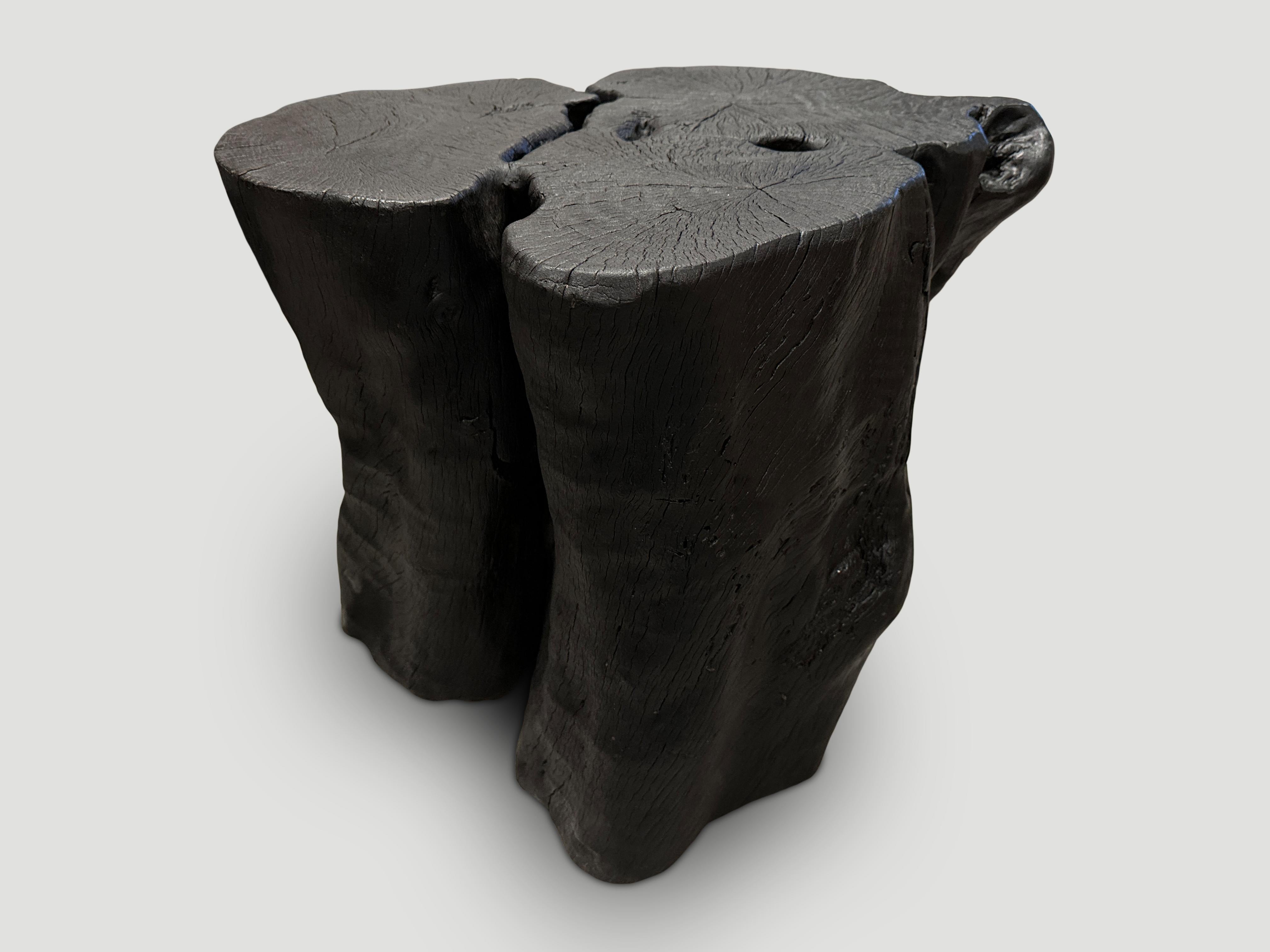 Andrianna Shamaris Amorphous Charred Lychee Wood Side Table For Sale 1