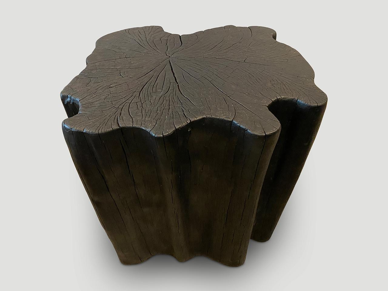 Wood Andrianna Shamaris Amorphous Charred Side Table For Sale