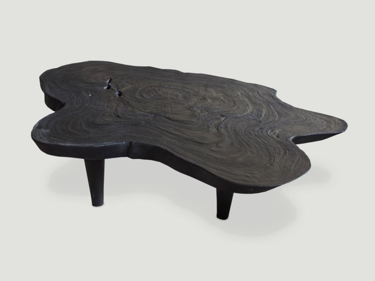 Organic Modern Andrianna Shamaris Amorphous Charred Suar Wood Coffee Table