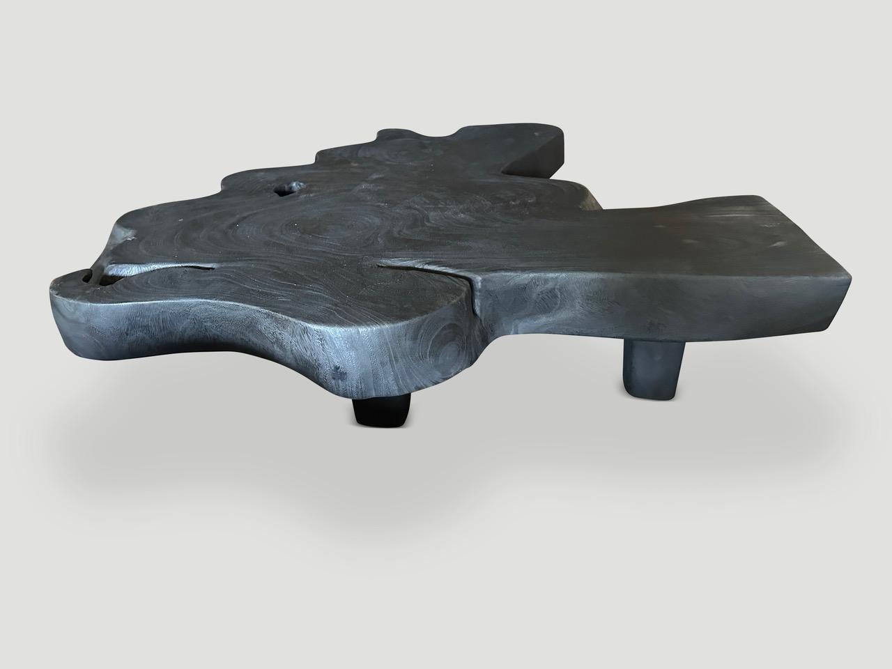 Contemporary Andrianna Shamaris Amorphous Charred Suar Wood Coffee Table For Sale