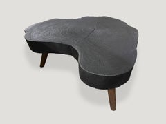 Andrianna Shamaris Amorphous Charred Teak Wood Coffee Table