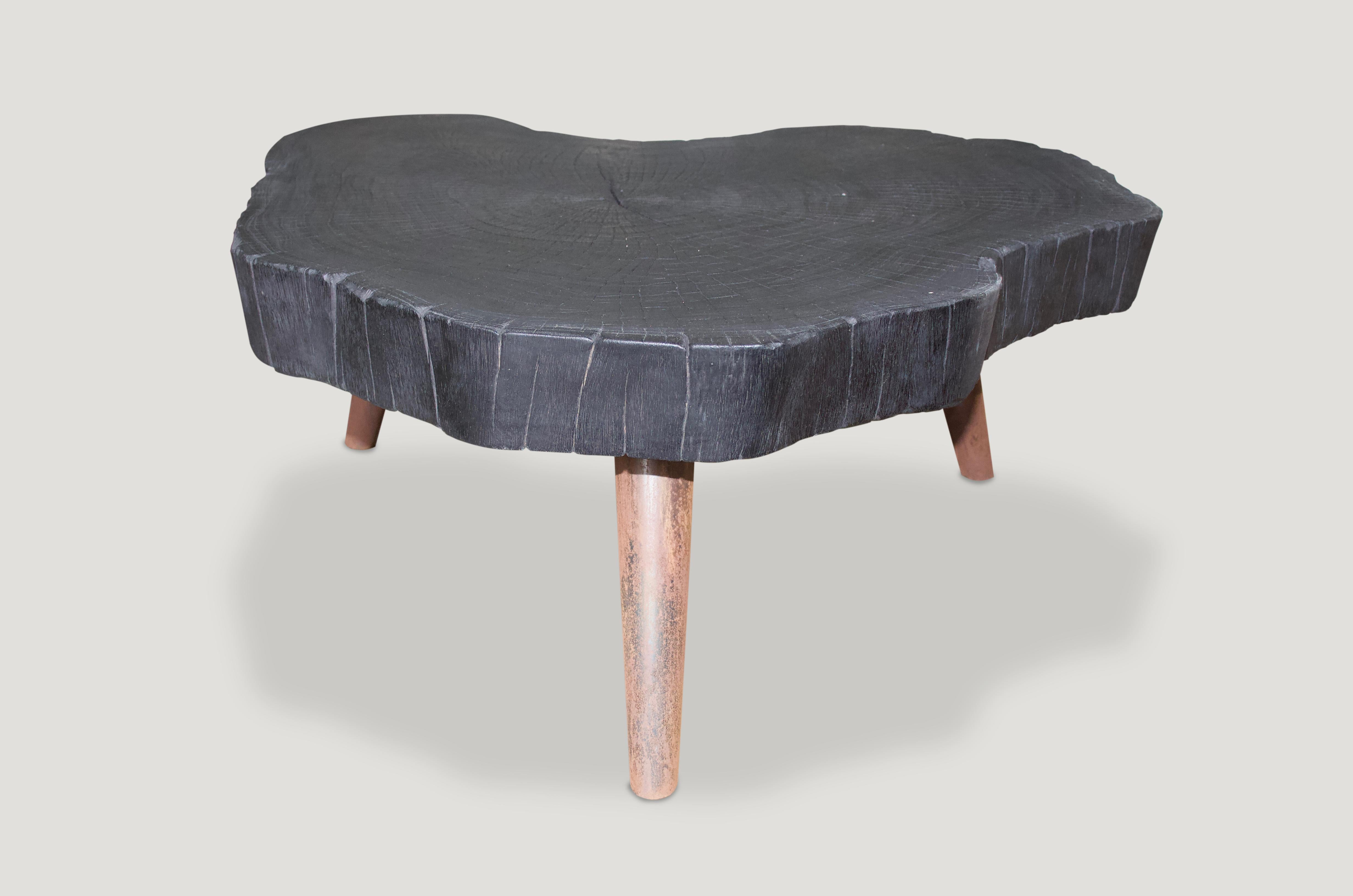 Andrianna Shamaris Amorphous Charred Teak Wood Coffee Table In Excellent Condition In New York, NY