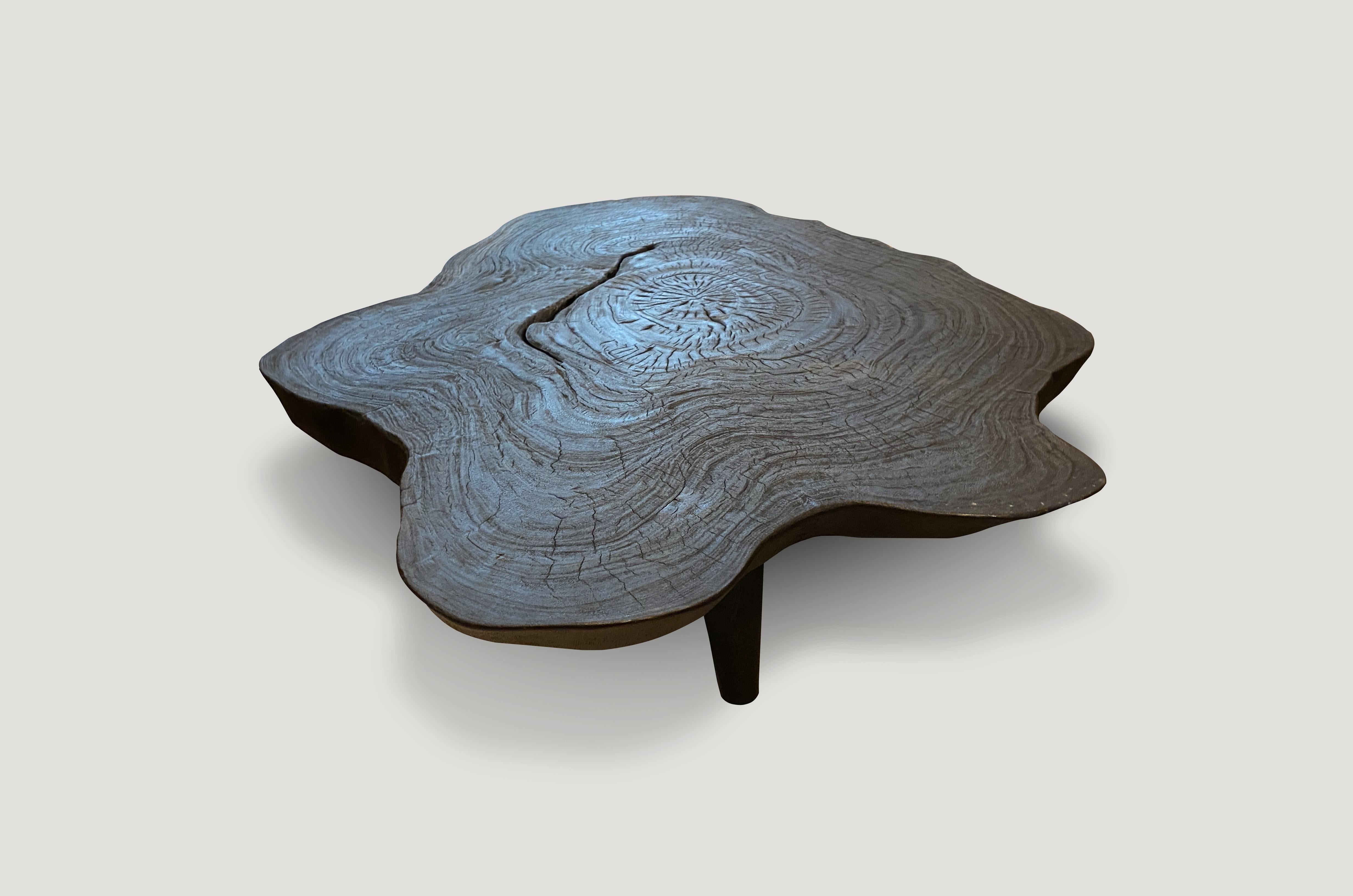 Andrianna Shamaris Amorphous Charred Teak Wood Coffee Table In Excellent Condition In New York, NY