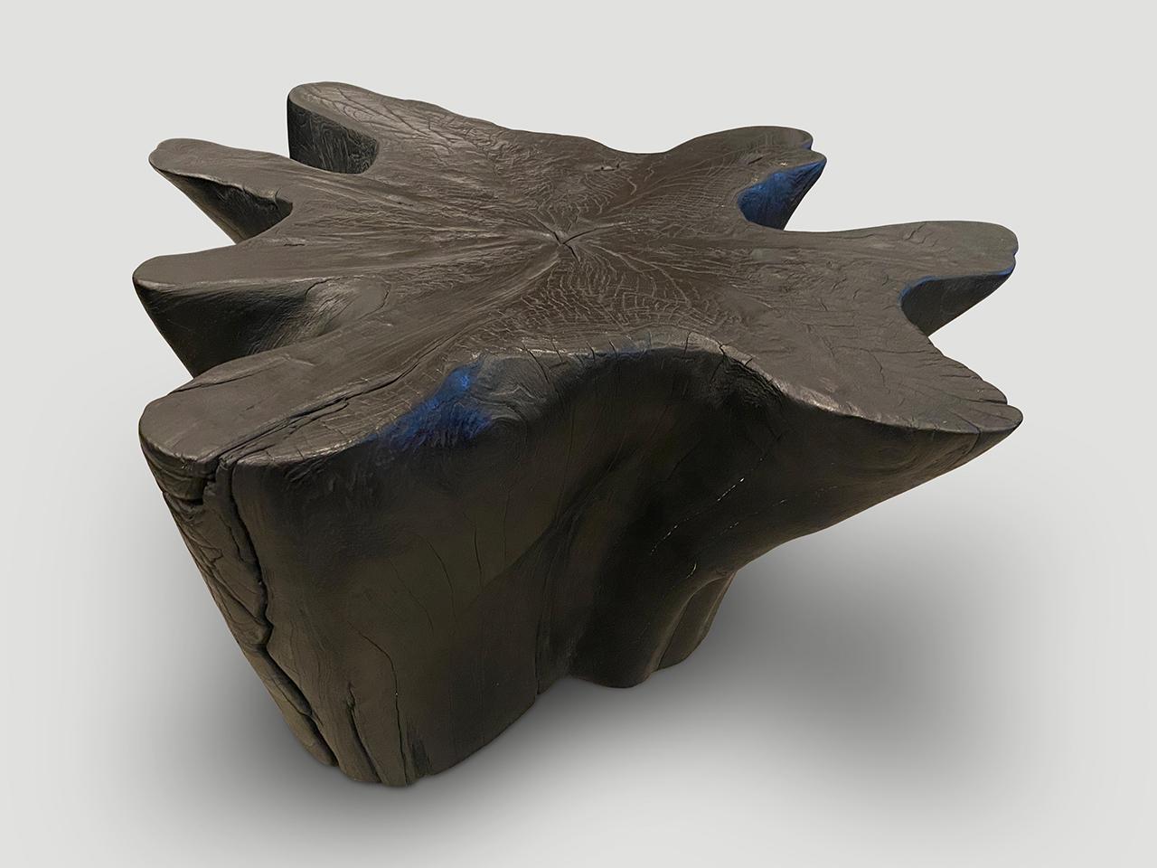 Andrianna Shamaris Amorphous Charred Teak Wood Coffee Table In Excellent Condition In New York, NY