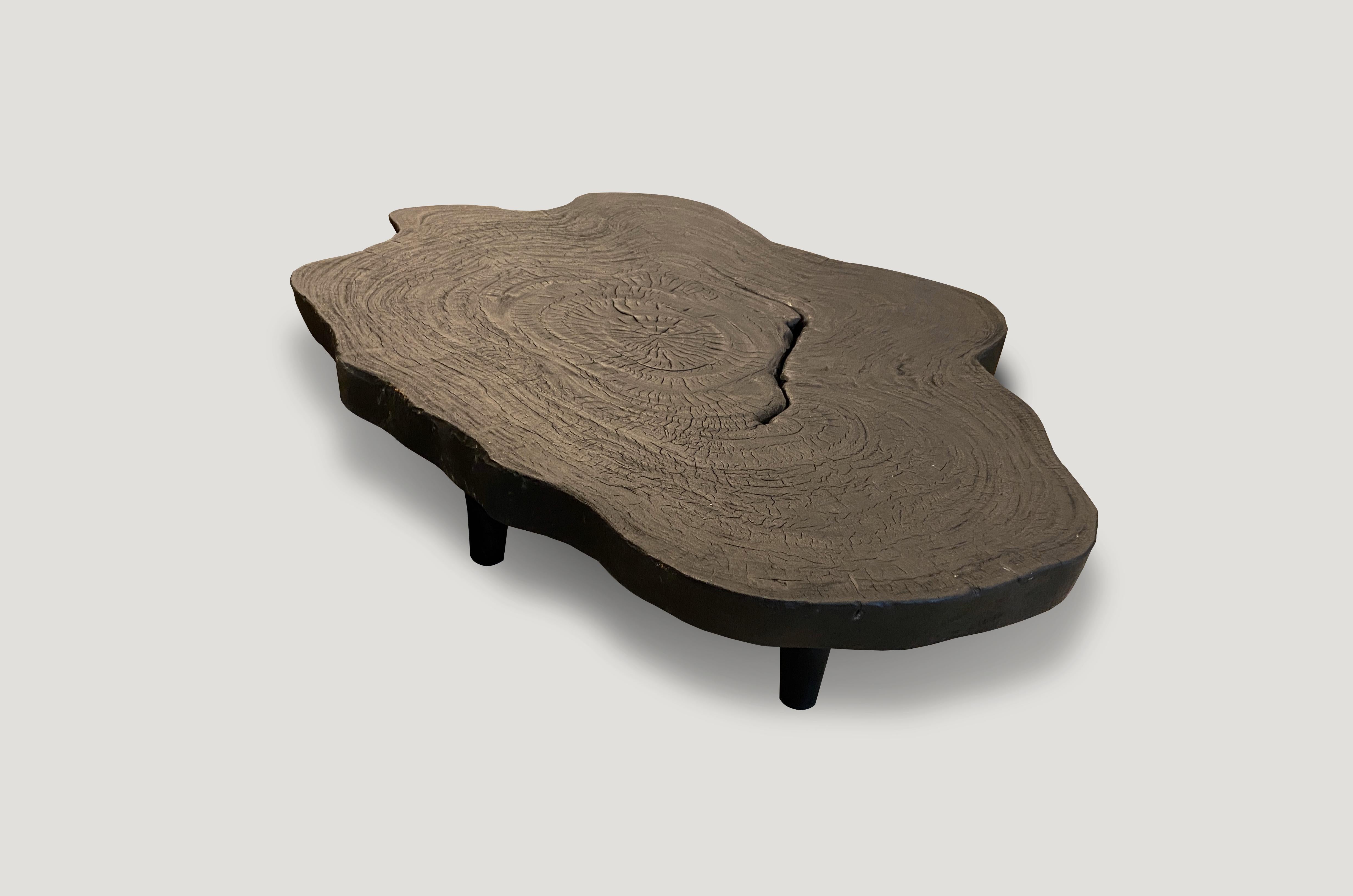Contemporary Andrianna Shamaris Amorphous Charred Teak Wood Coffee Table