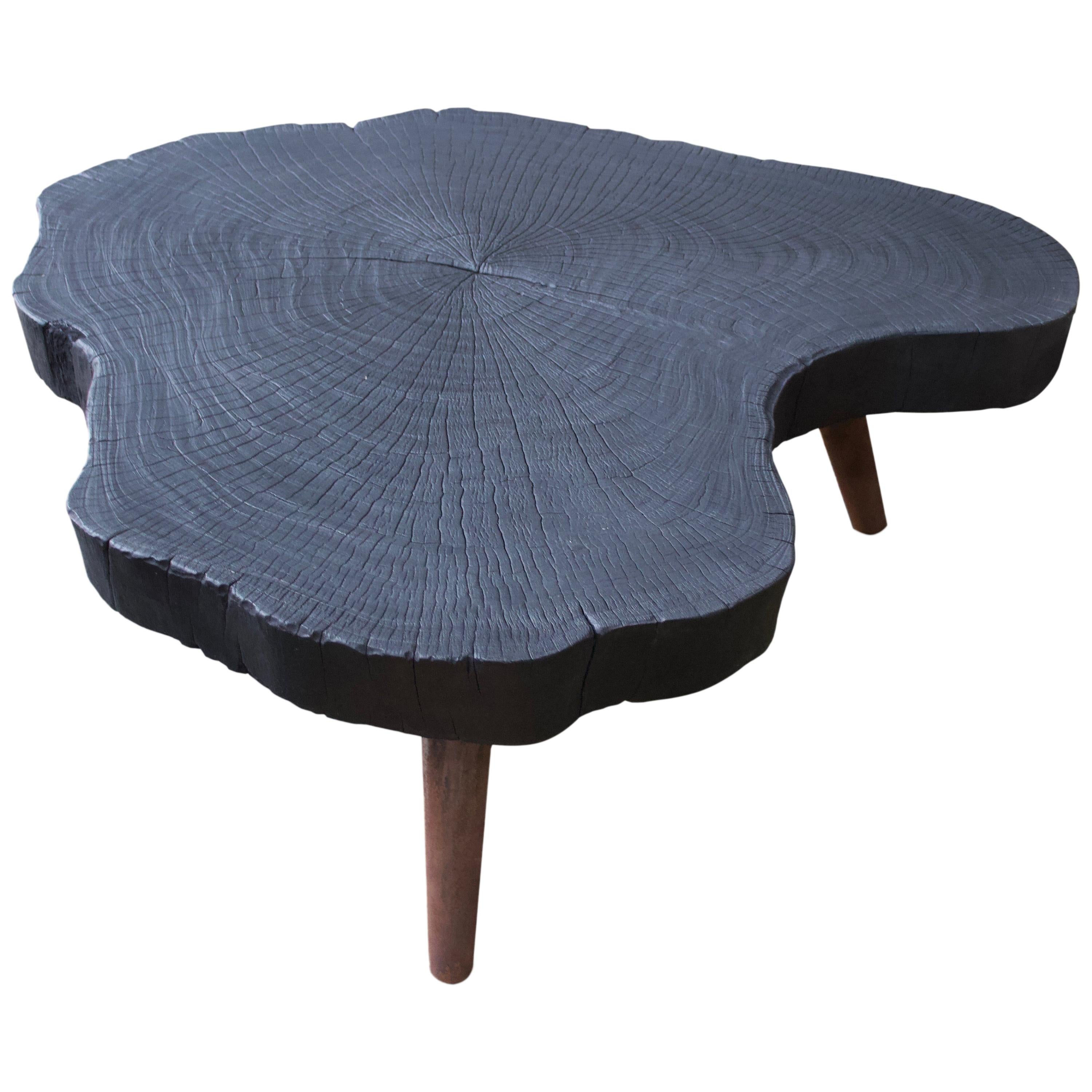 Andrianna Shamaris Amorphous Charred Teak Wood Coffee Table