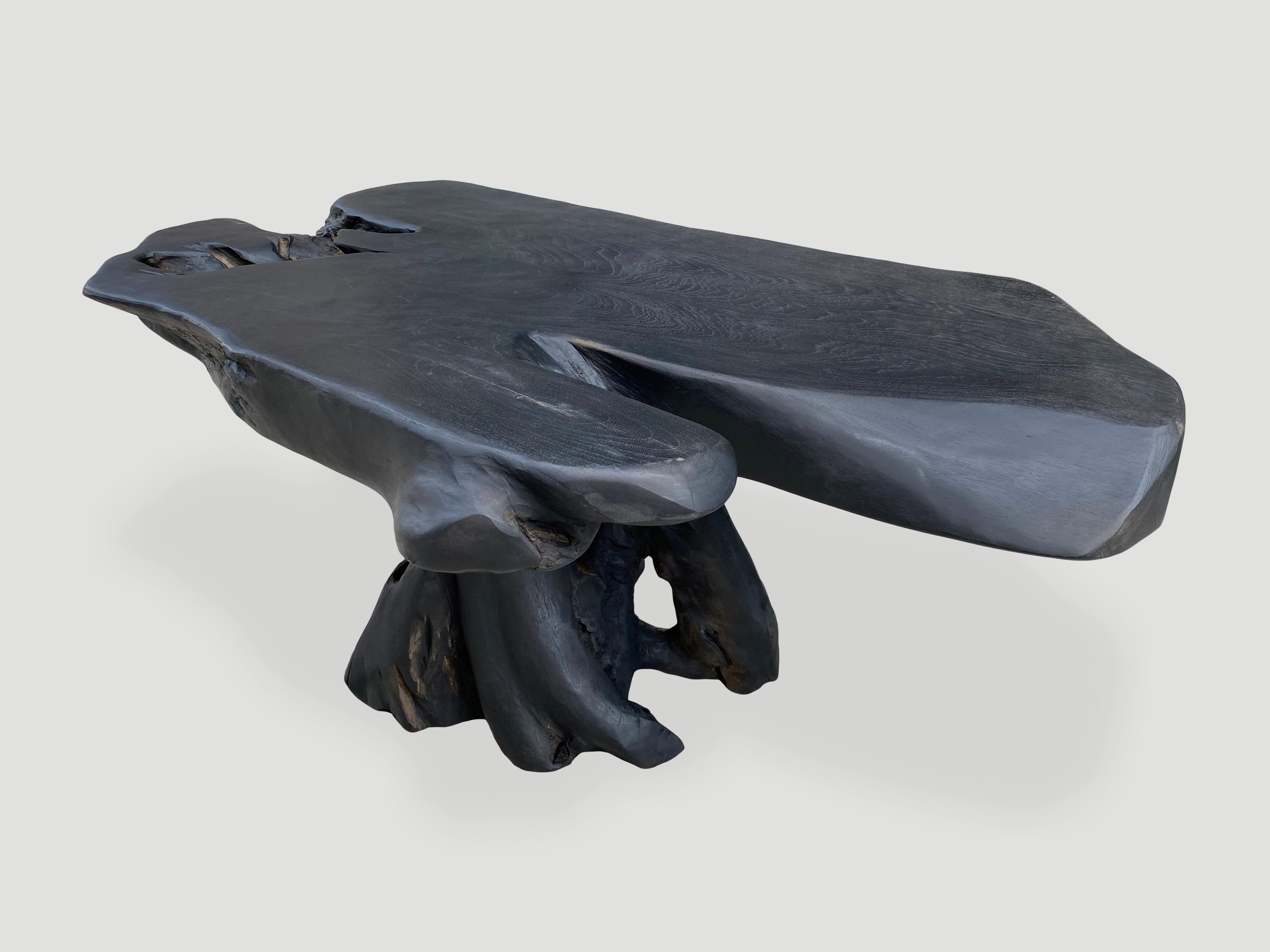 Organic Modern Andrianna Shamaris Amorphous Charred Teak Wood Organic Coffee Table