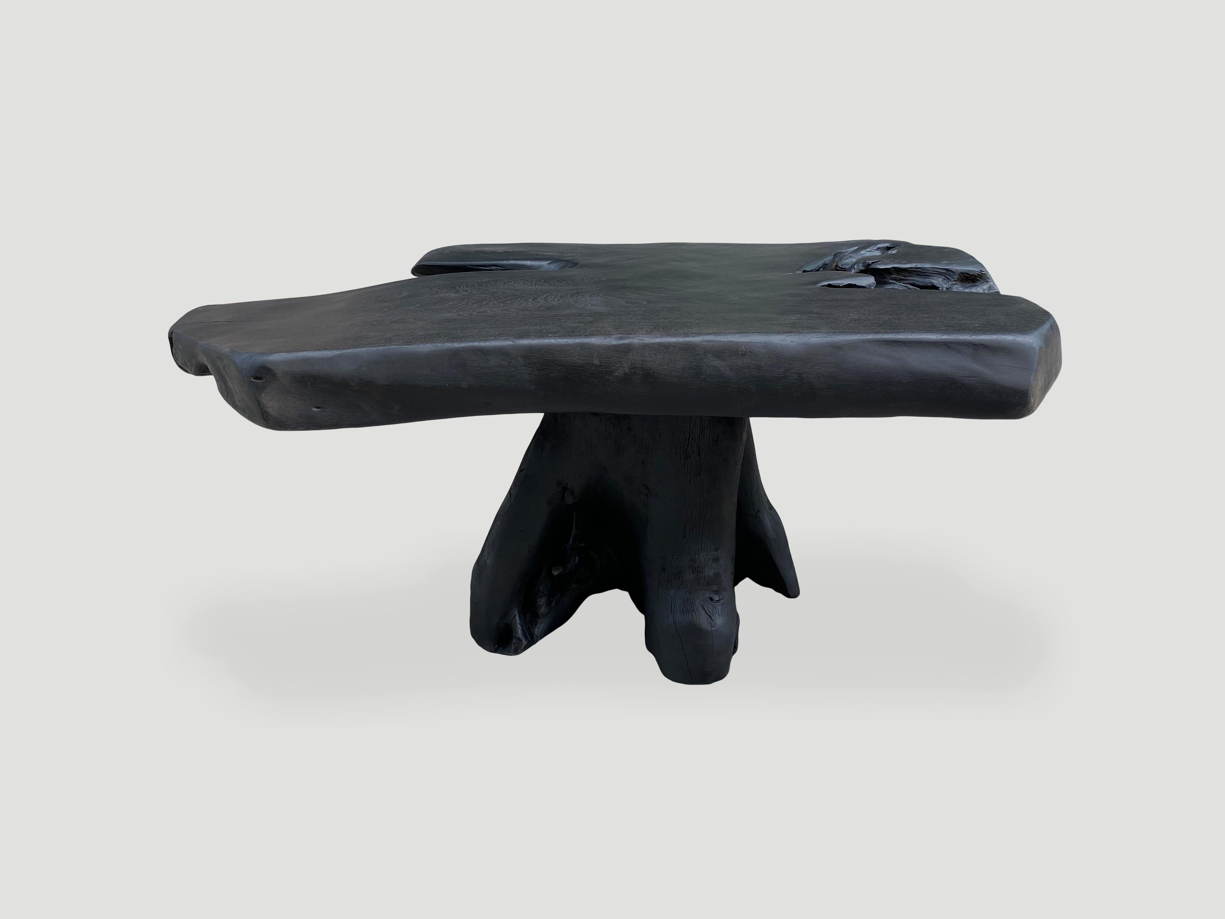 Contemporary Andrianna Shamaris Amorphous Charred Teak Wood Organic Coffee Table