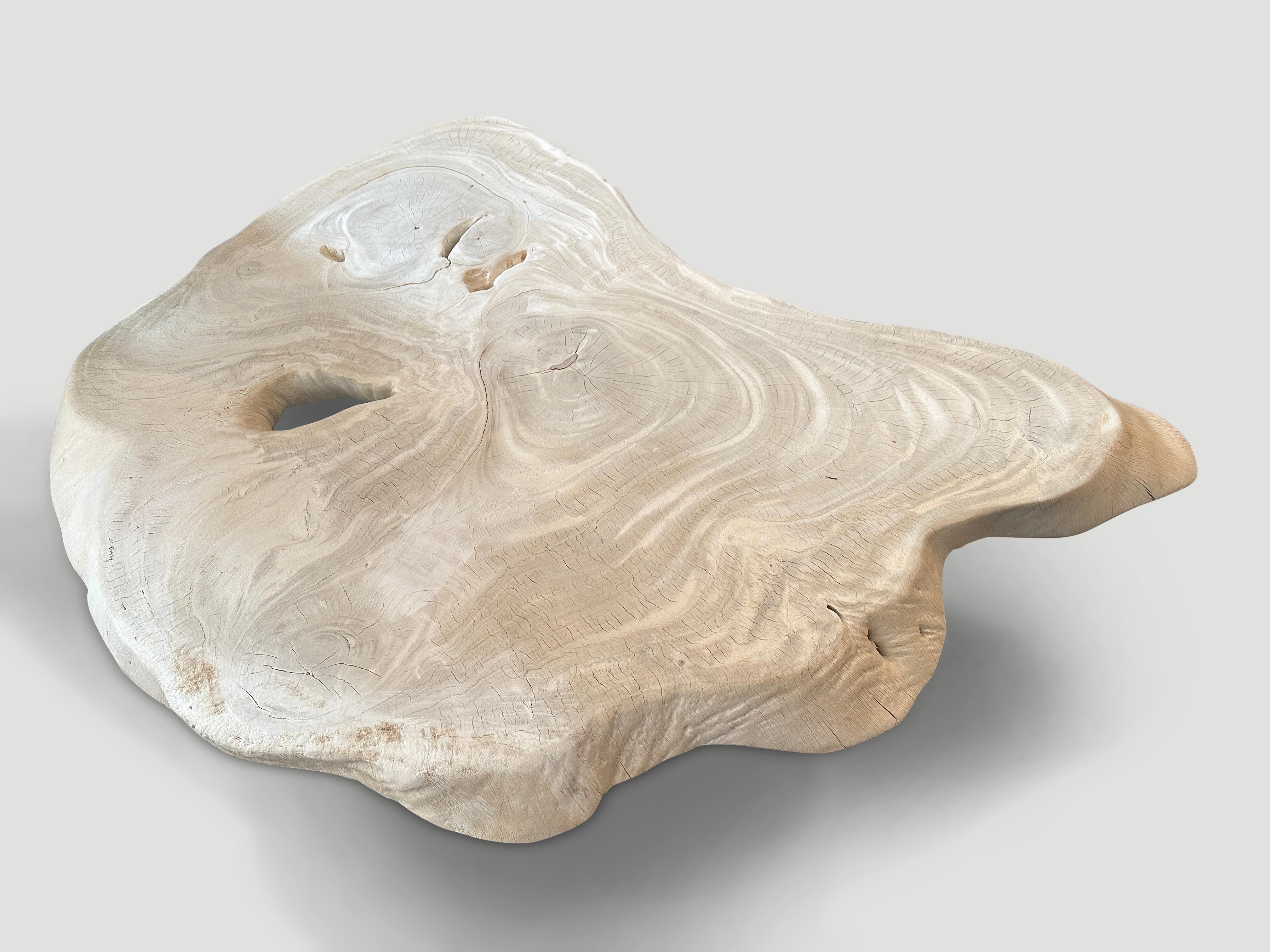 Andrianna Shamaris Amorphous Mid Century Style Bleached Coffee Table In Excellent Condition For Sale In New York, NY