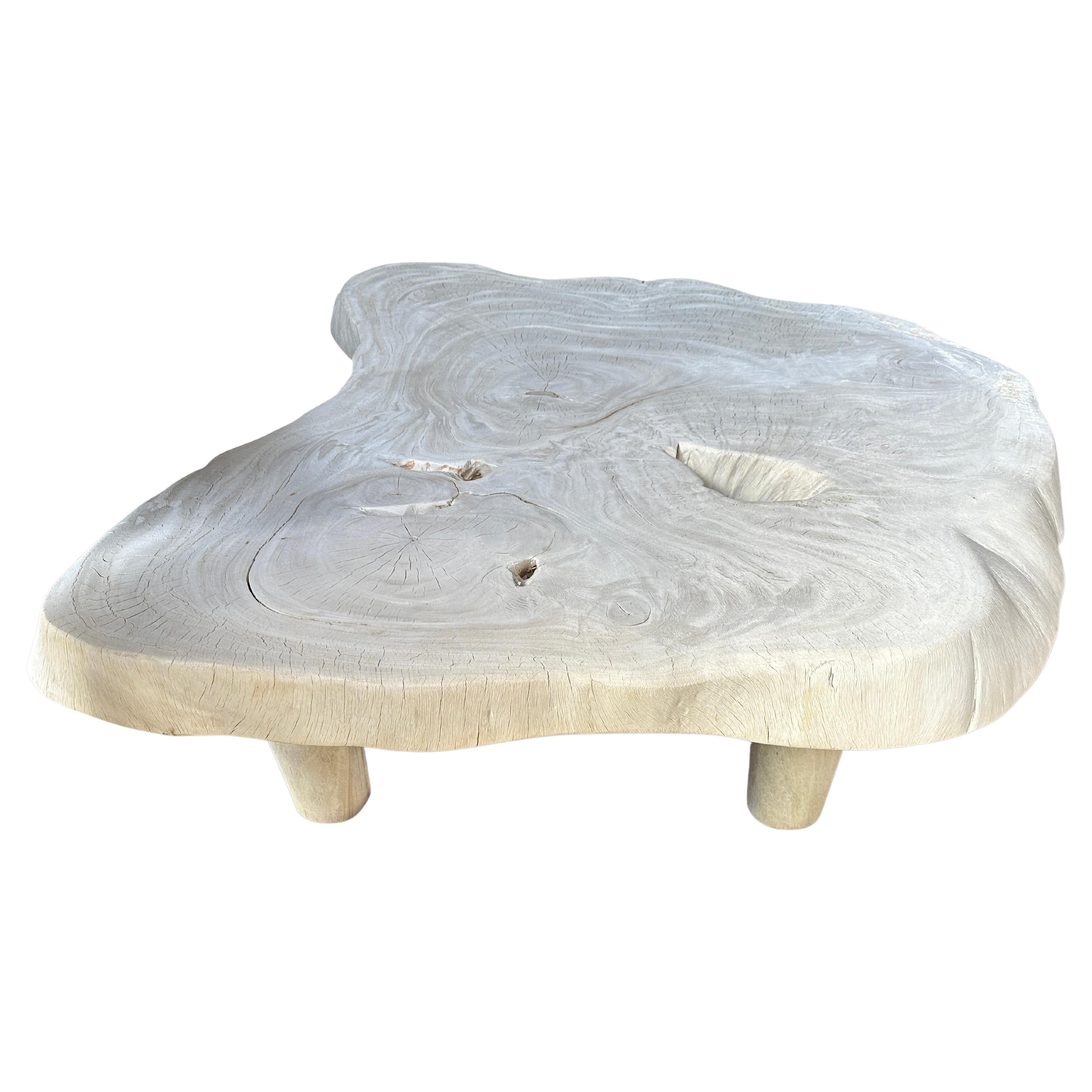 Andrianna Shamaris Amorphous Mid Century Style Bleached Coffee Table For Sale
