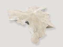 Andrianna Shamaris Amorphous Mid Century Style Bleached Teak Wood Coffee Table