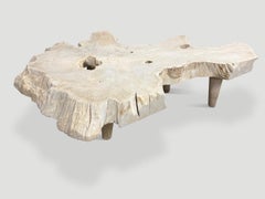 Andrianna Shamaris Amorphous Mid Century Style Bleached Teak Wood Coffee Table
